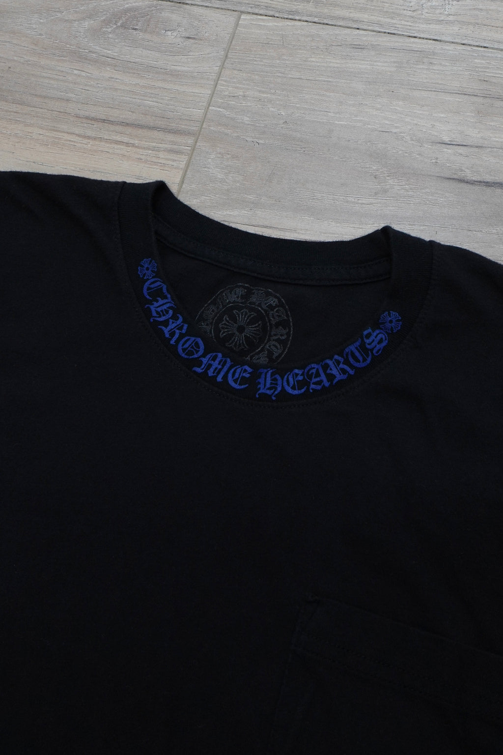 Chrome Hearts Blue Neck Print Logo T-Shirt