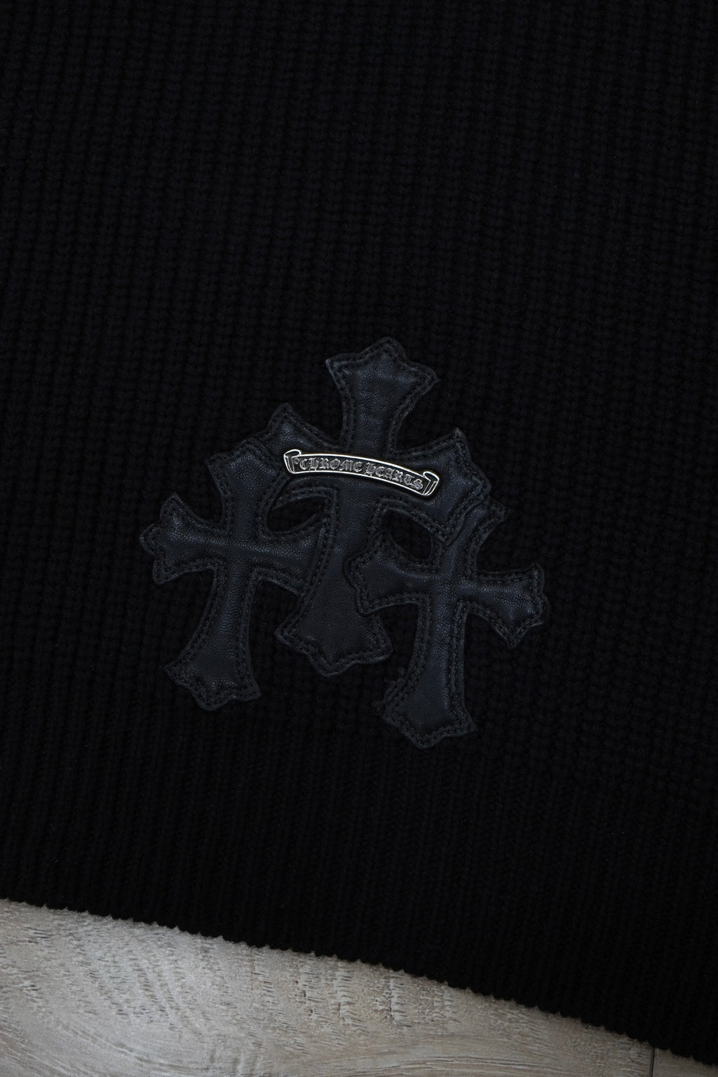 Chrome Hearts Cemetery Cross Patch Quarter Zip Cashmere Pullover