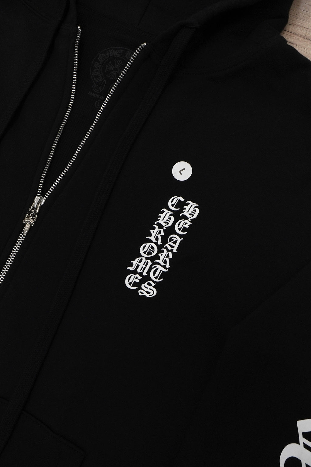 Chrome Hearts Vertical Logo Thermal Zip Up Hoodie