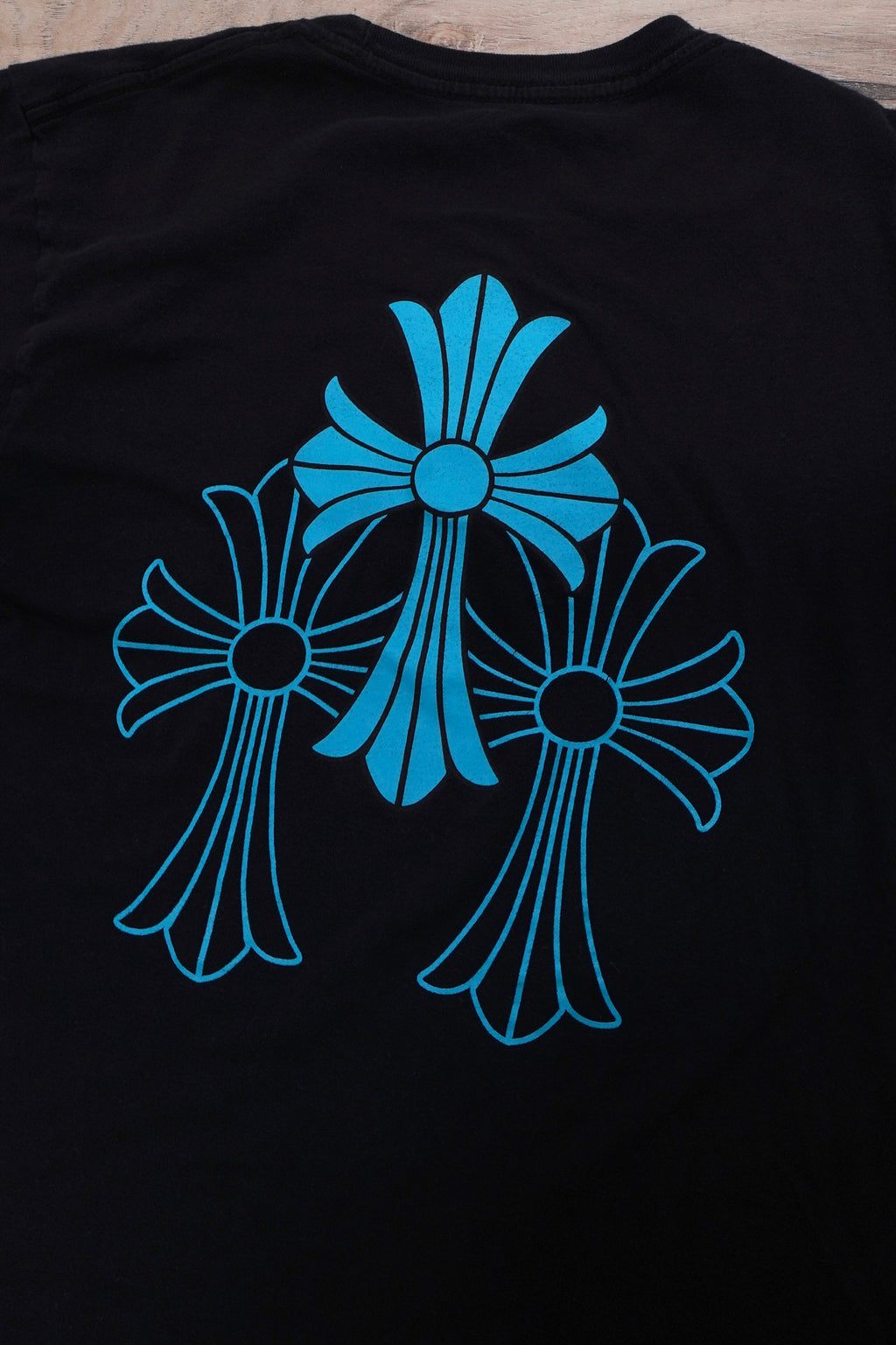 Chrome Hearts Blue Triple Cross Logo T-Shirt