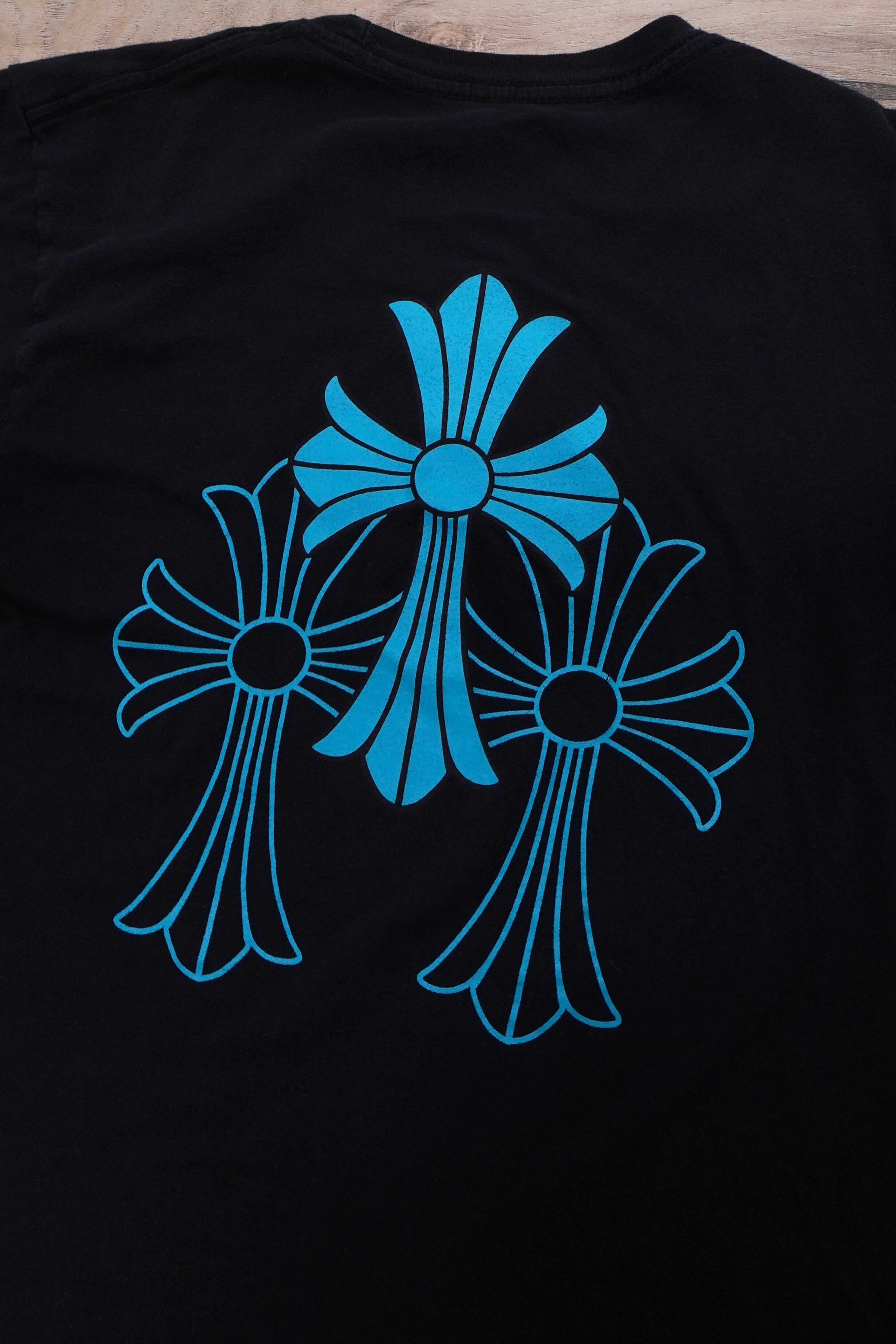Chrome Hearts Blue Triple Cross Logo T-Shirt