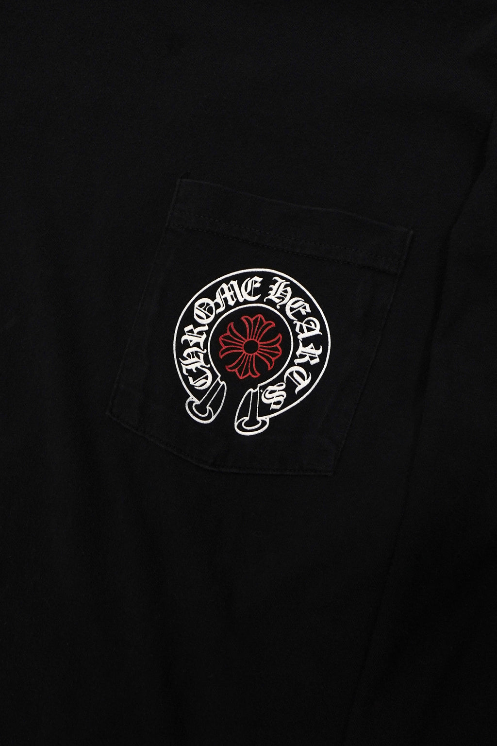 Chrome Hearts Staff Pocket Horseshoe Black Red Lon-Sleeve