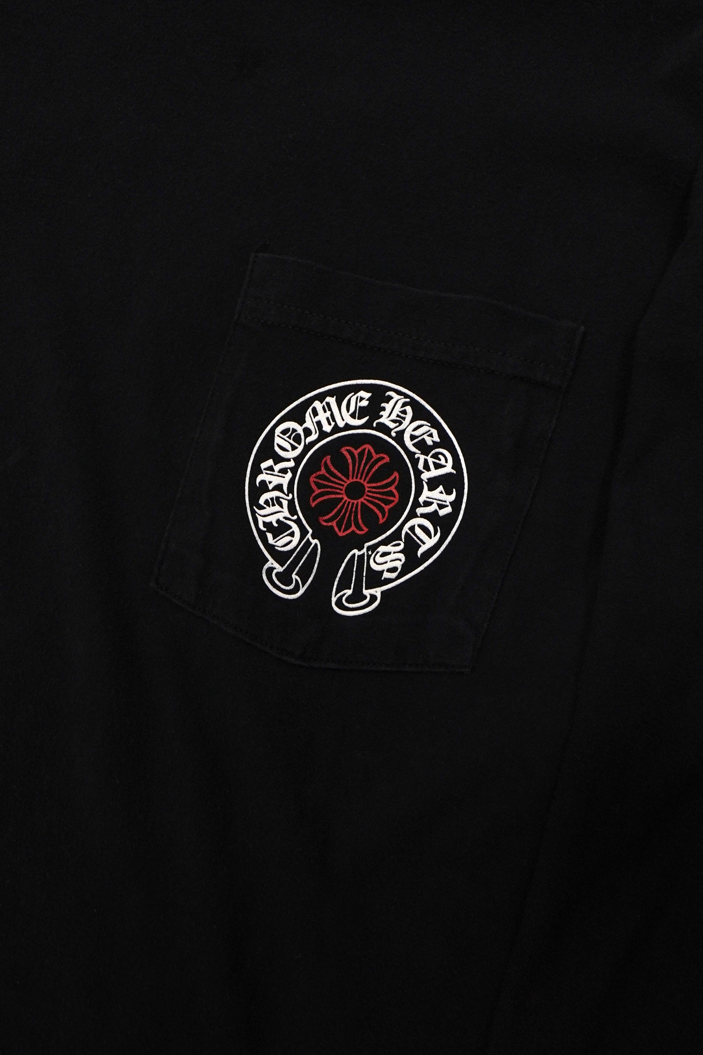 Chrome Hearts Staff Pocket Horseshoe Black Red Lon-Sleeve