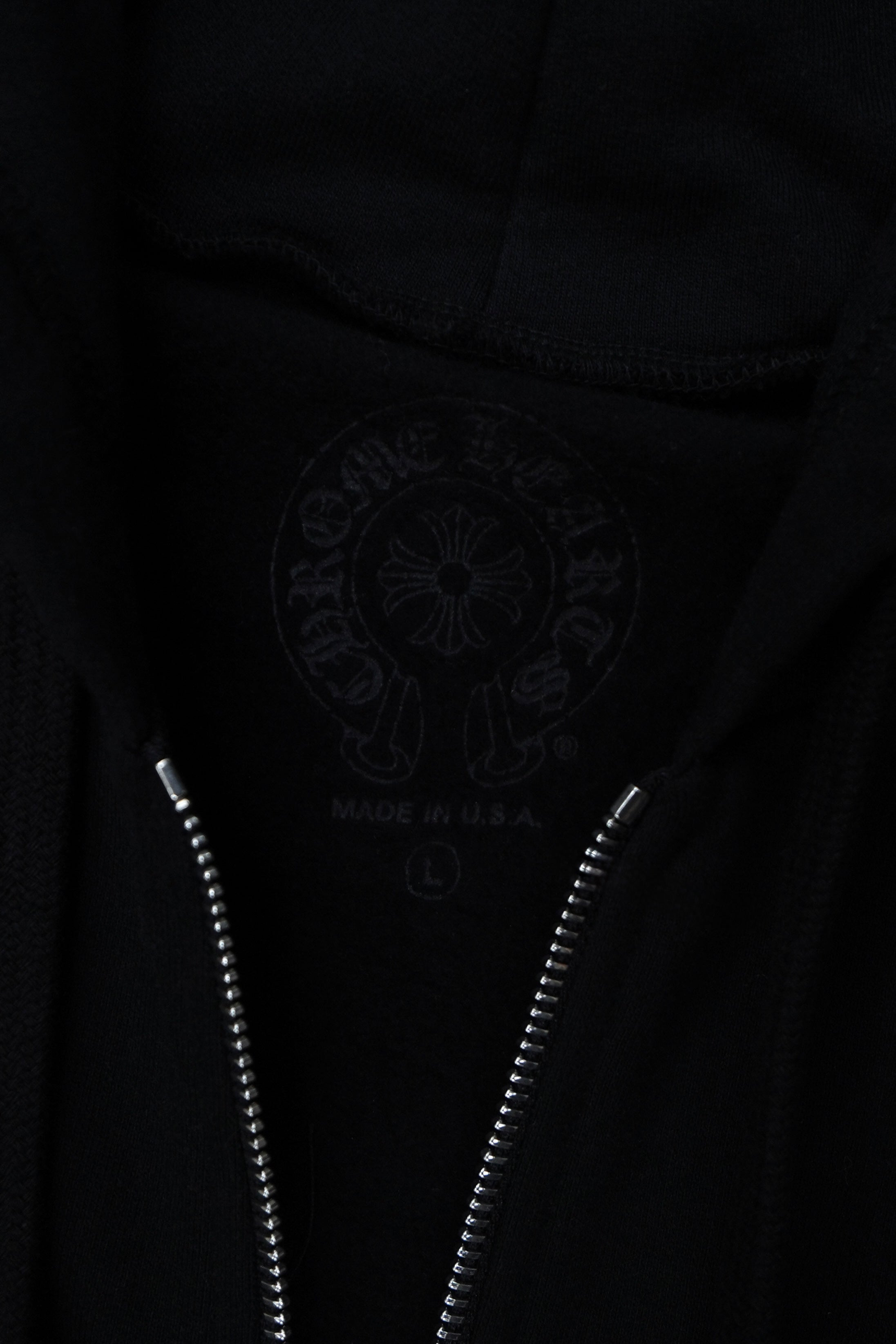 Chrome Hearts Vertical Logo Olive Black Zip Up Hoodie