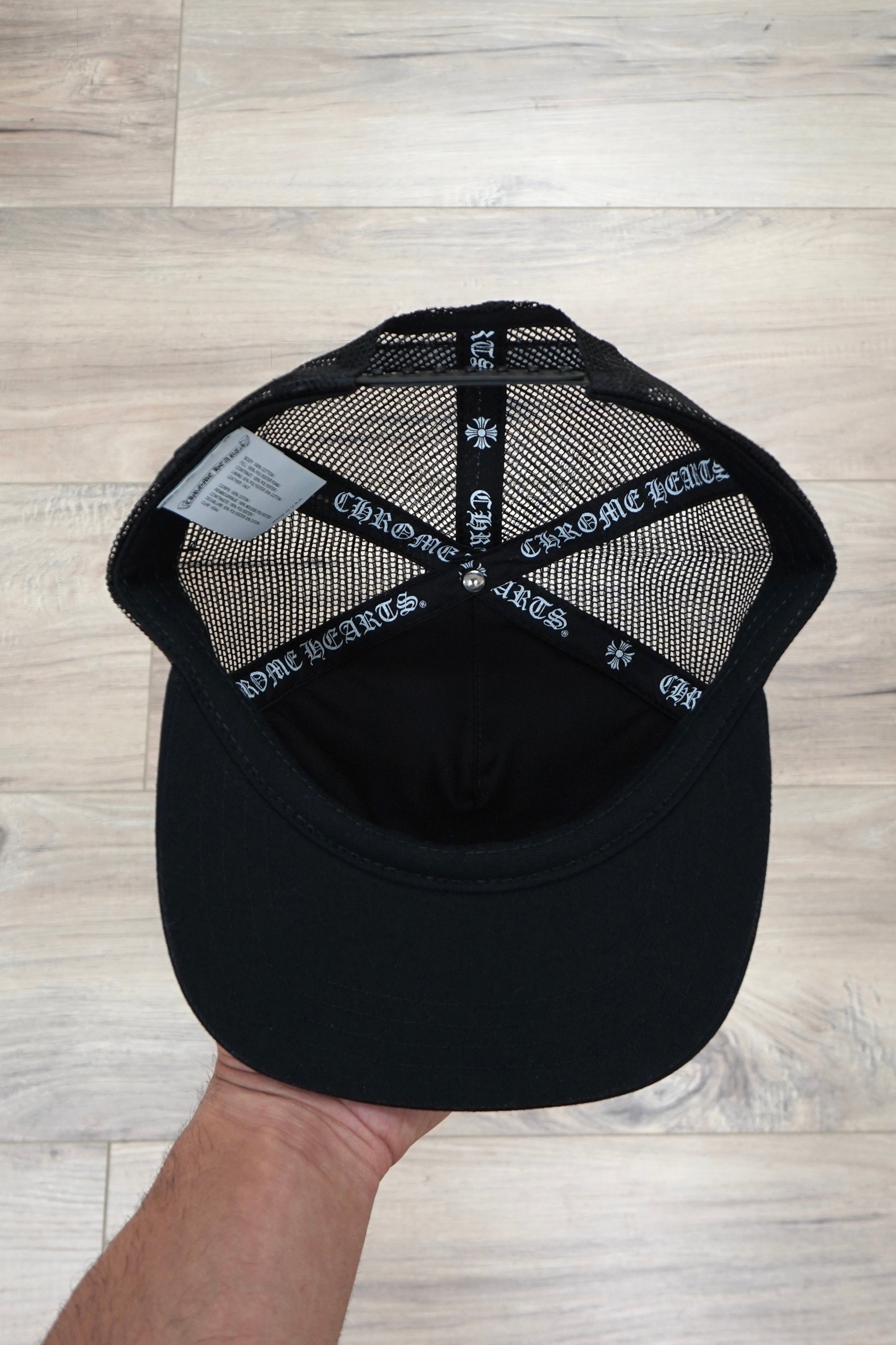 Chrome Hearts White Pony Hair Cemetery Cross Trucker Hat