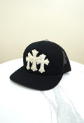 Chrome Hearts White Pony Hair Cemetery Cross Trucker Hat