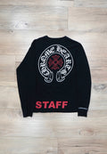 Chrome Hearts Staff Pocket Horseshoe Black Red Lon-Sleeve