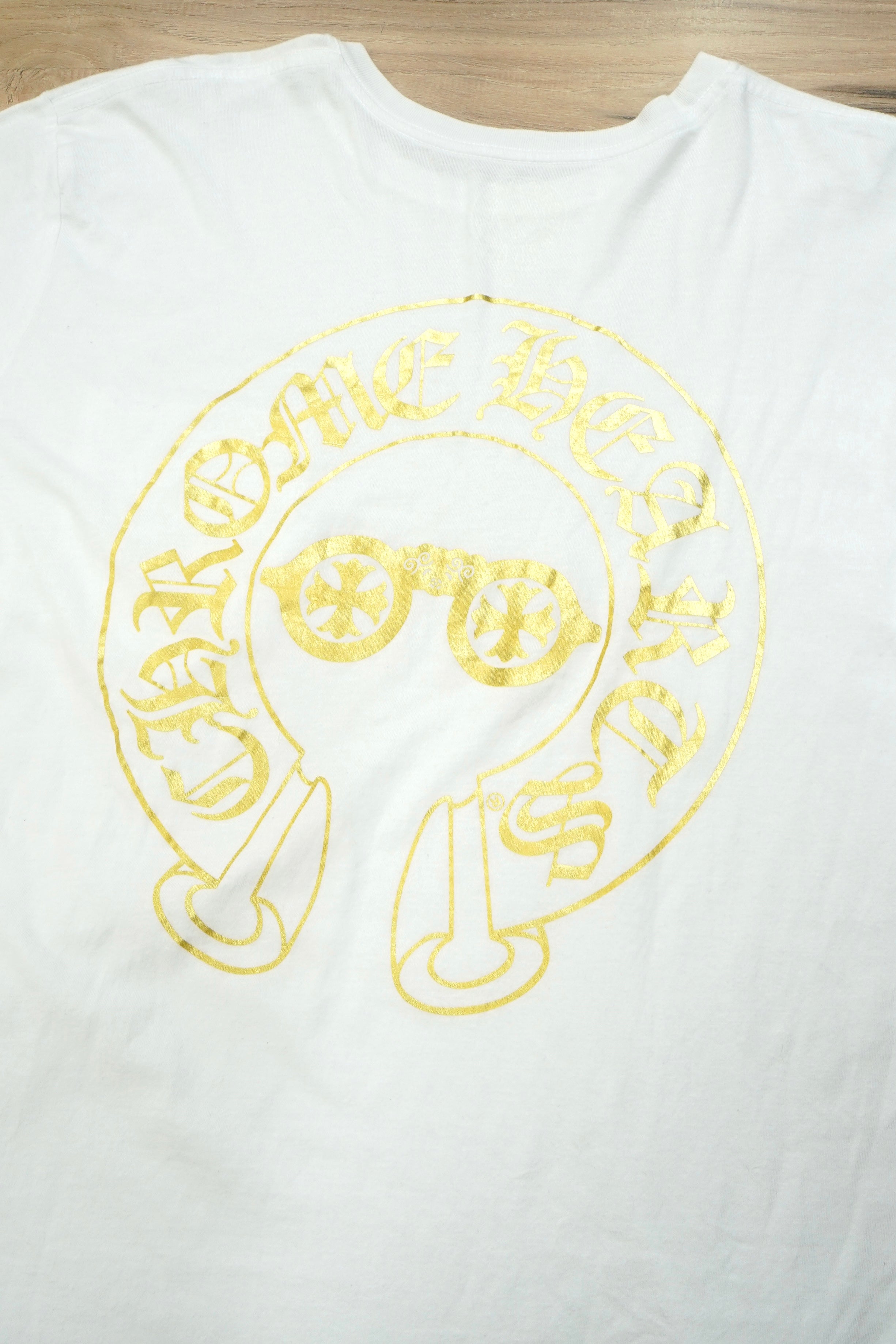 Chrome Hearts Gold Metallic Horseshoe Glasses T Shirt