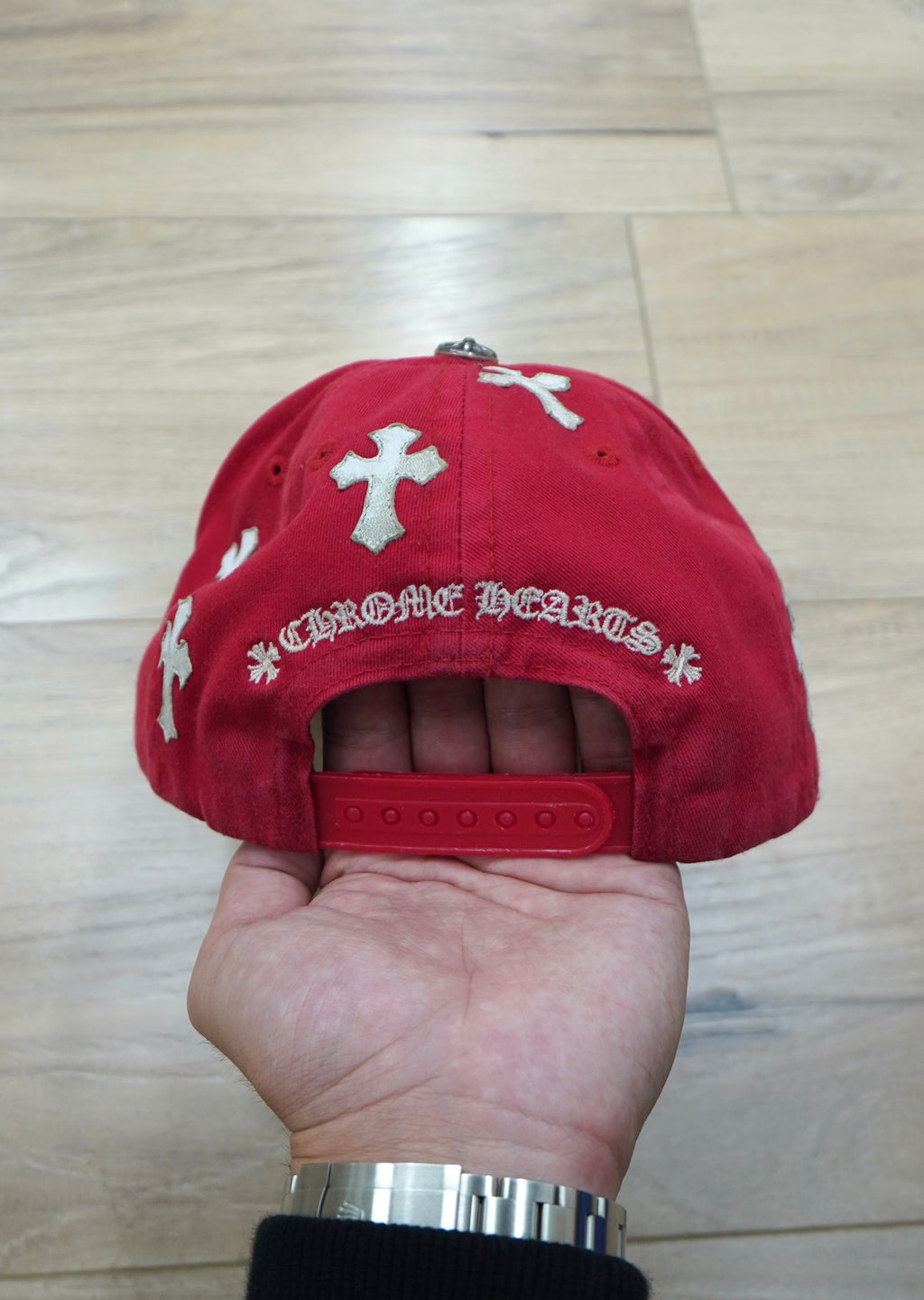 Chrome Hearts Leather Cross Patch Hat 'Red'