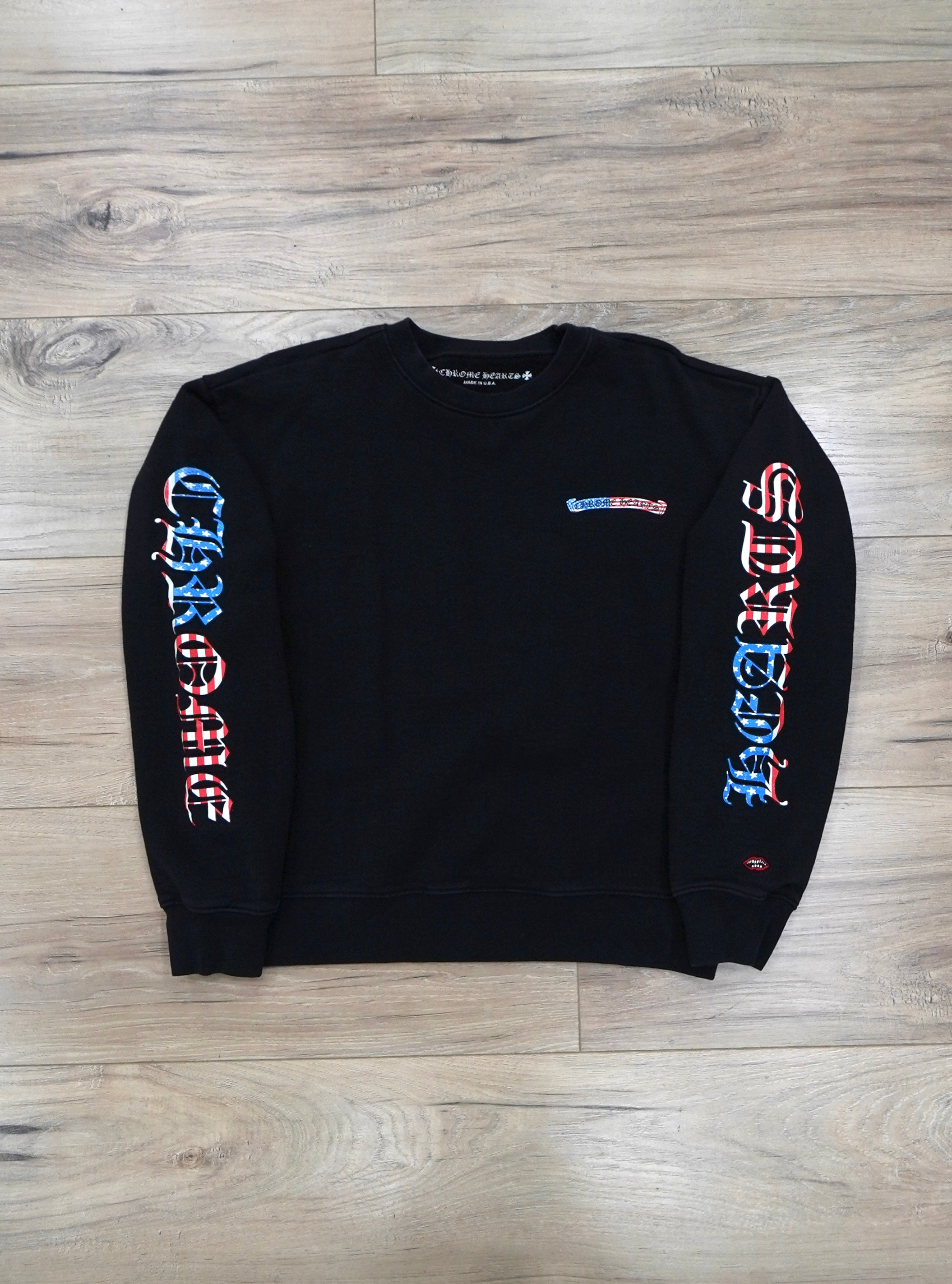 Chrome Hearts x Matty Boy US Flag Scroll Logo Crewneck