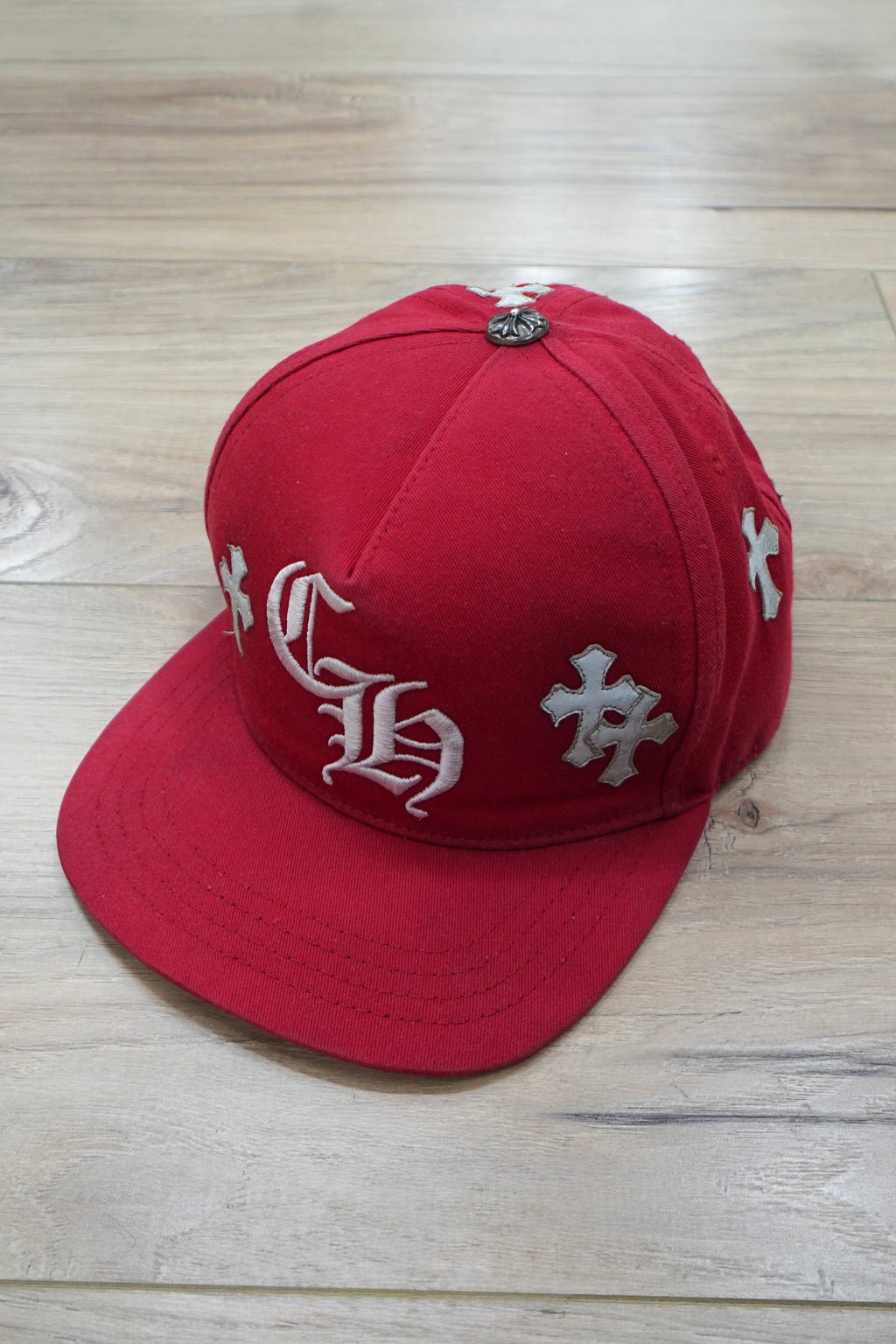 Chrome Hearts Leather Cross Patch Hat 'Red'