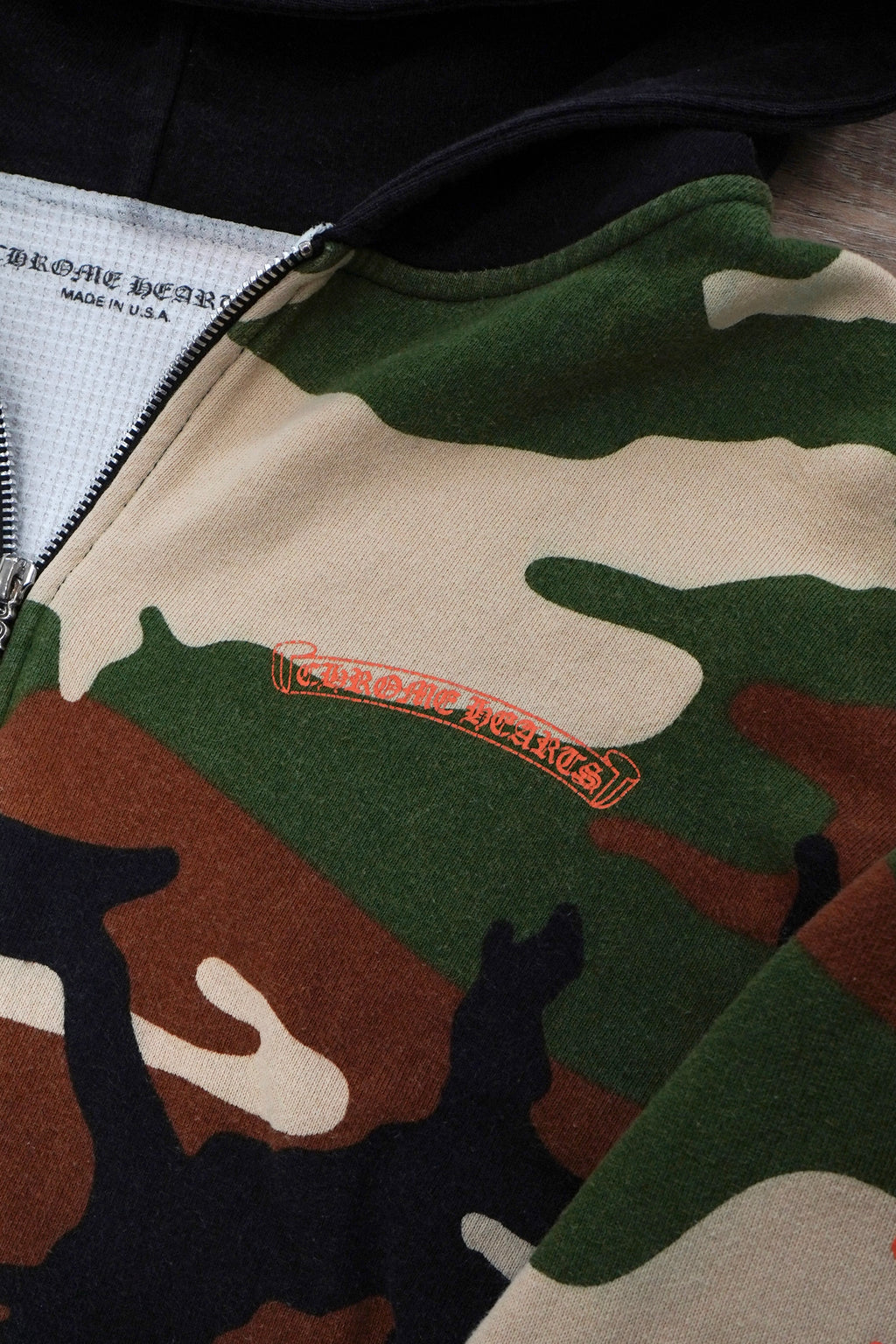 Chrome Hearts x Matty Boy Camo Caution Thermal Zip Up Hoodie