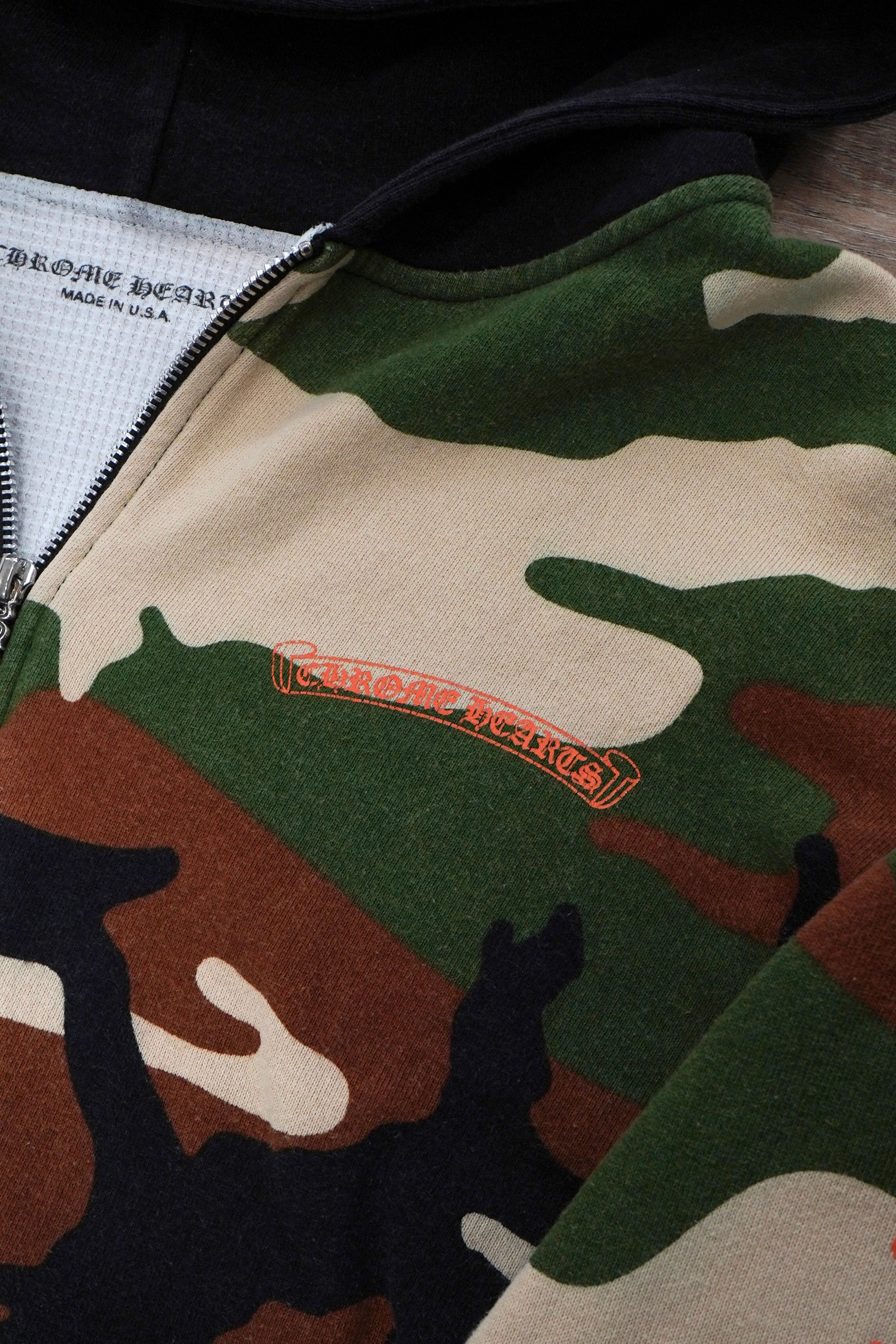 Chrome Hearts x Matty Boy Camo Caution Thermal Zip Up Hoodie
