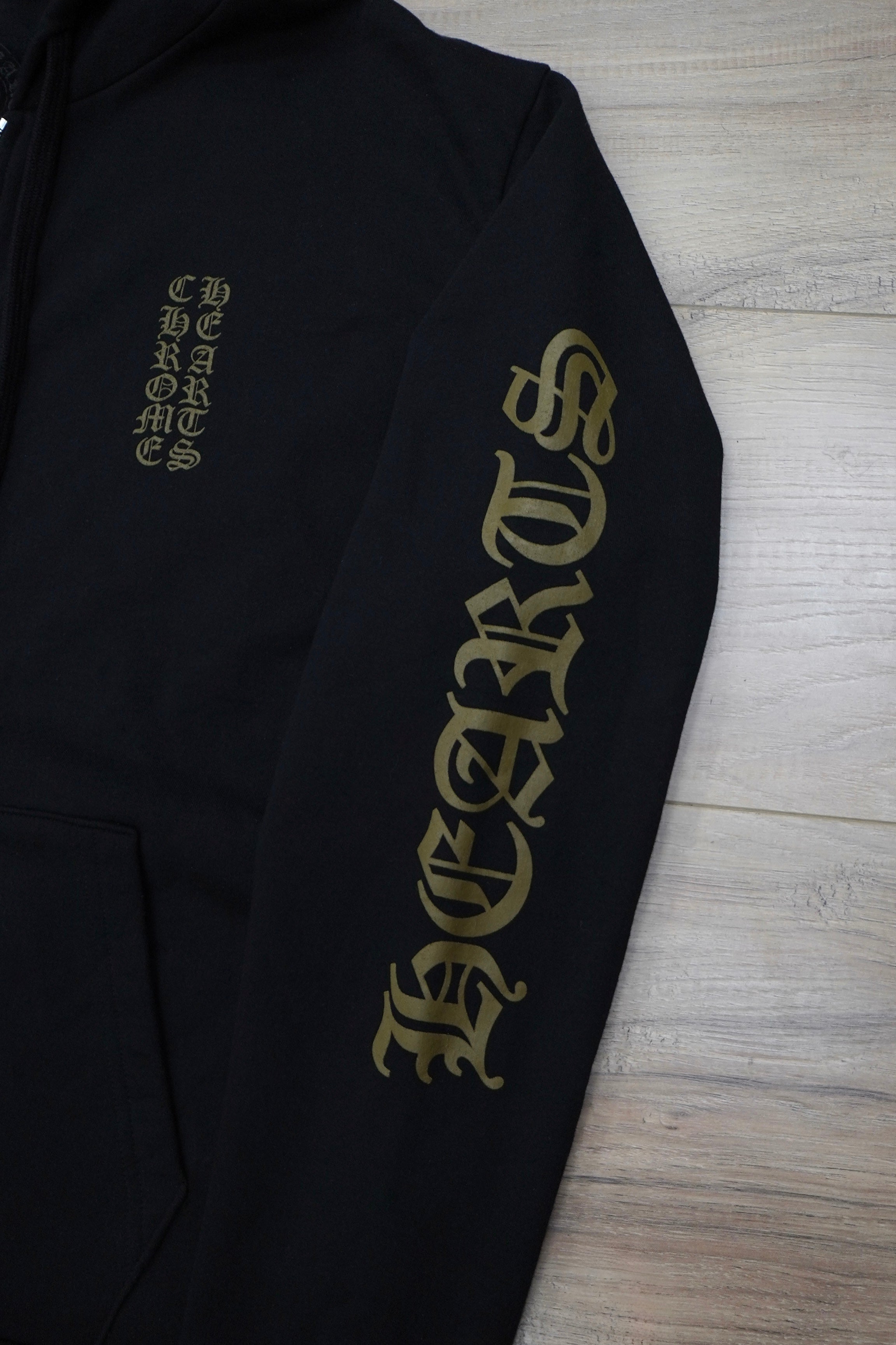 Chrome Hearts Vertical Logo Olive Black Zip Up Hoodie