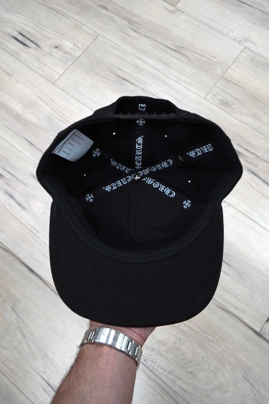 Chrome Hearts Scroll Logo Black Denim Hat