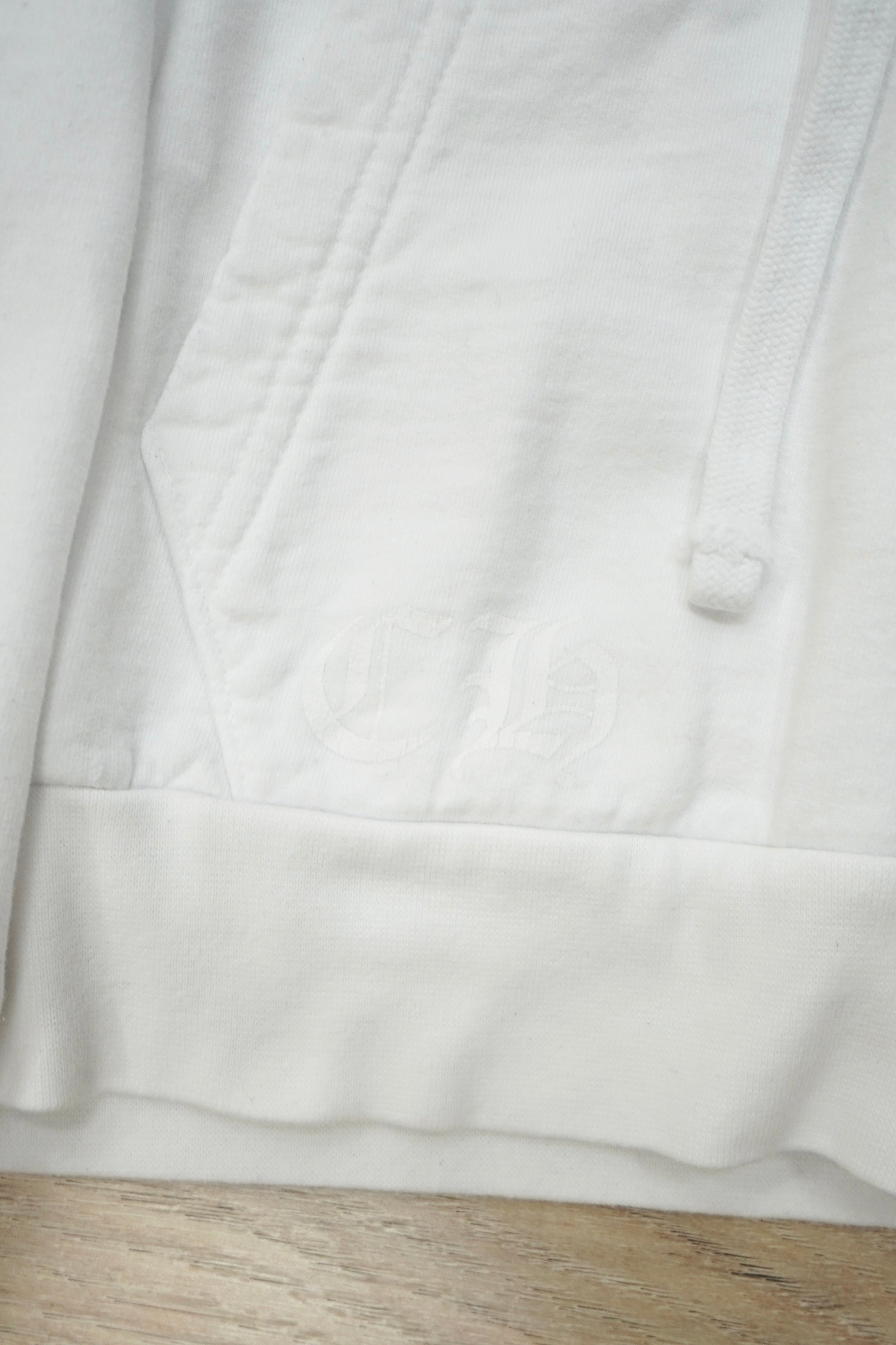 Chrome Hearts White Vertical Logo Zip Up Hoodie