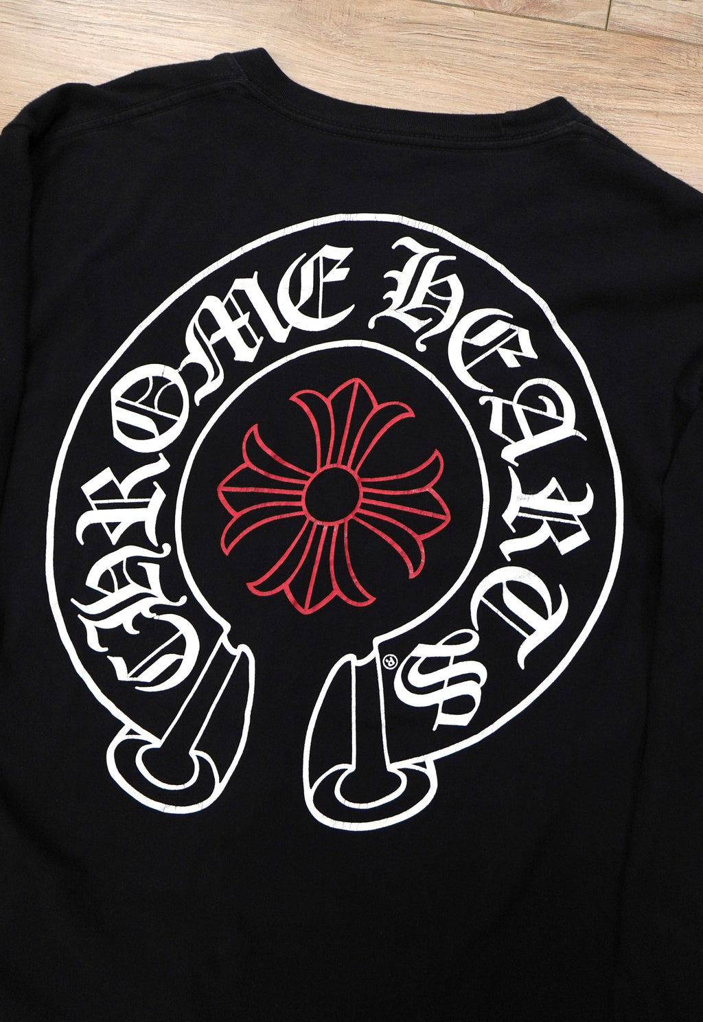 Chrome Hearts Staff Pocket Horseshoe Black Red Lon-Sleeve