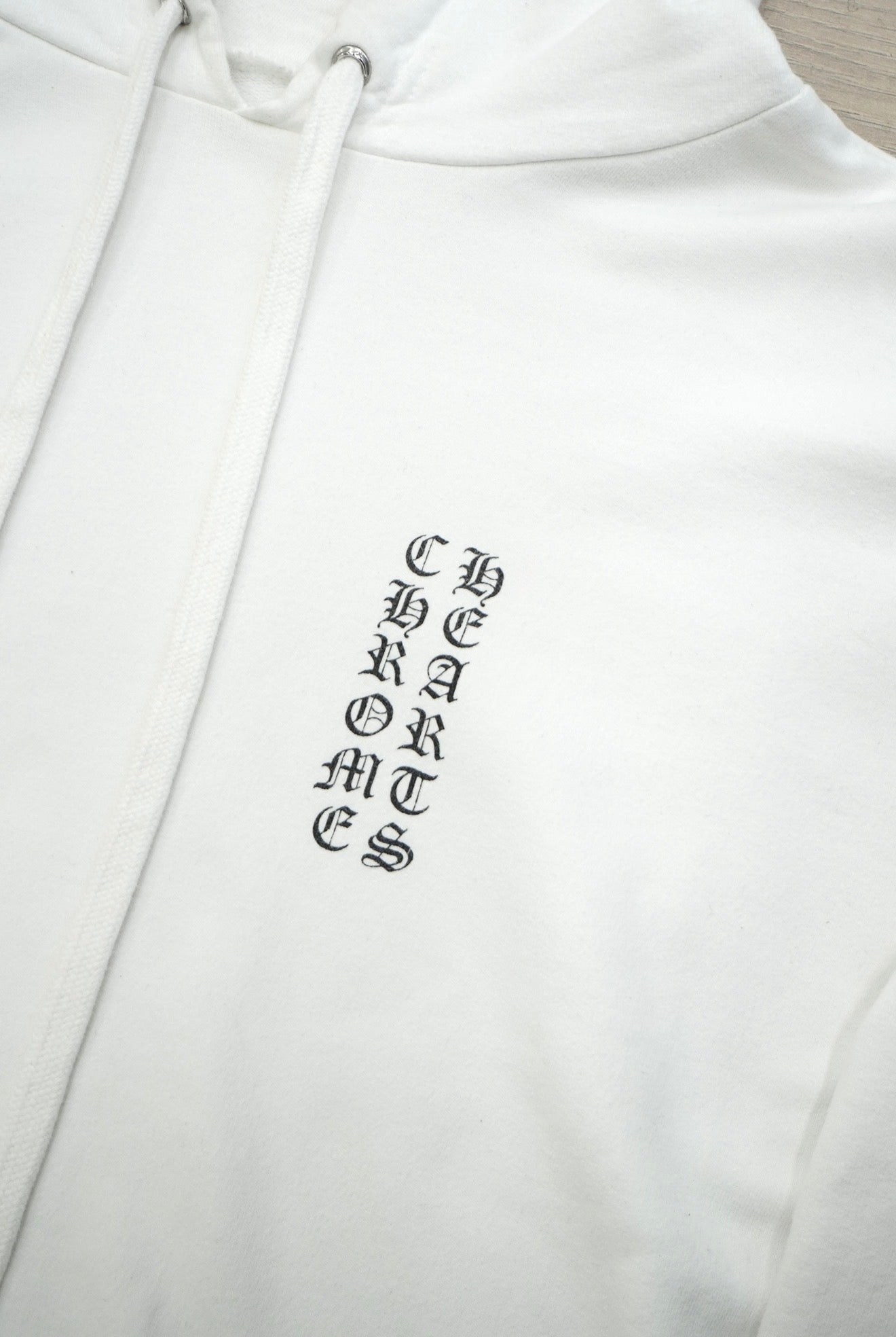 Chrome Hearts Vertical Logo White Hoodie