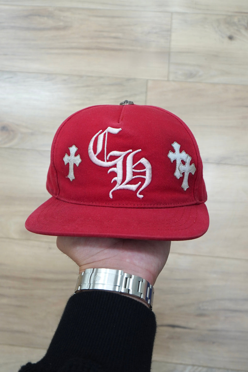 Chrome Hearts Leather Cross Patch Hat 'Red'