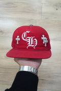 Chrome Hearts Leather Cross Patch Hat 'Red'