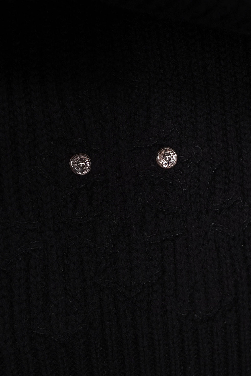 Chrome Hearts Cemetery Cross Patch Quarter Zip Cashmere Pullover