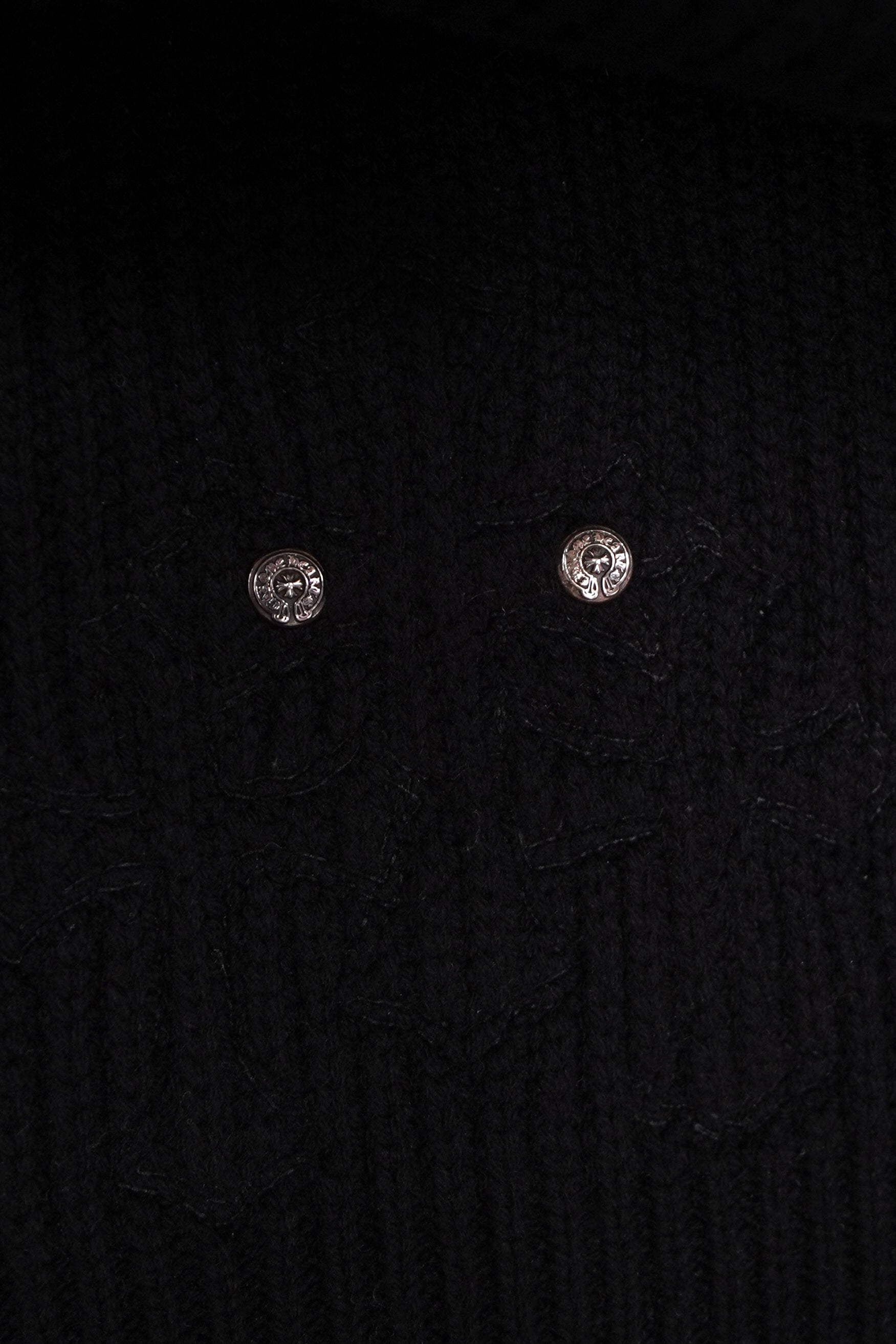 Chrome Hearts Cemetery Cross Patch Quarter Zip Cashmere Pullover