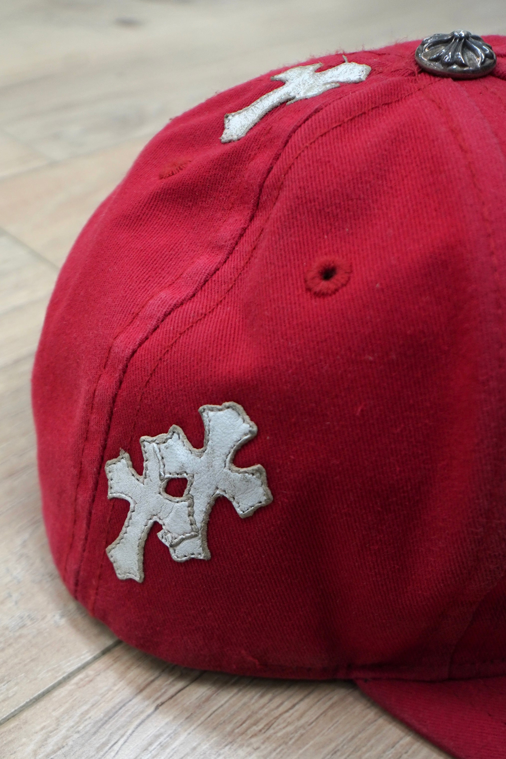 Chrome Hearts Leather Cross Patch Hat 'Red'
