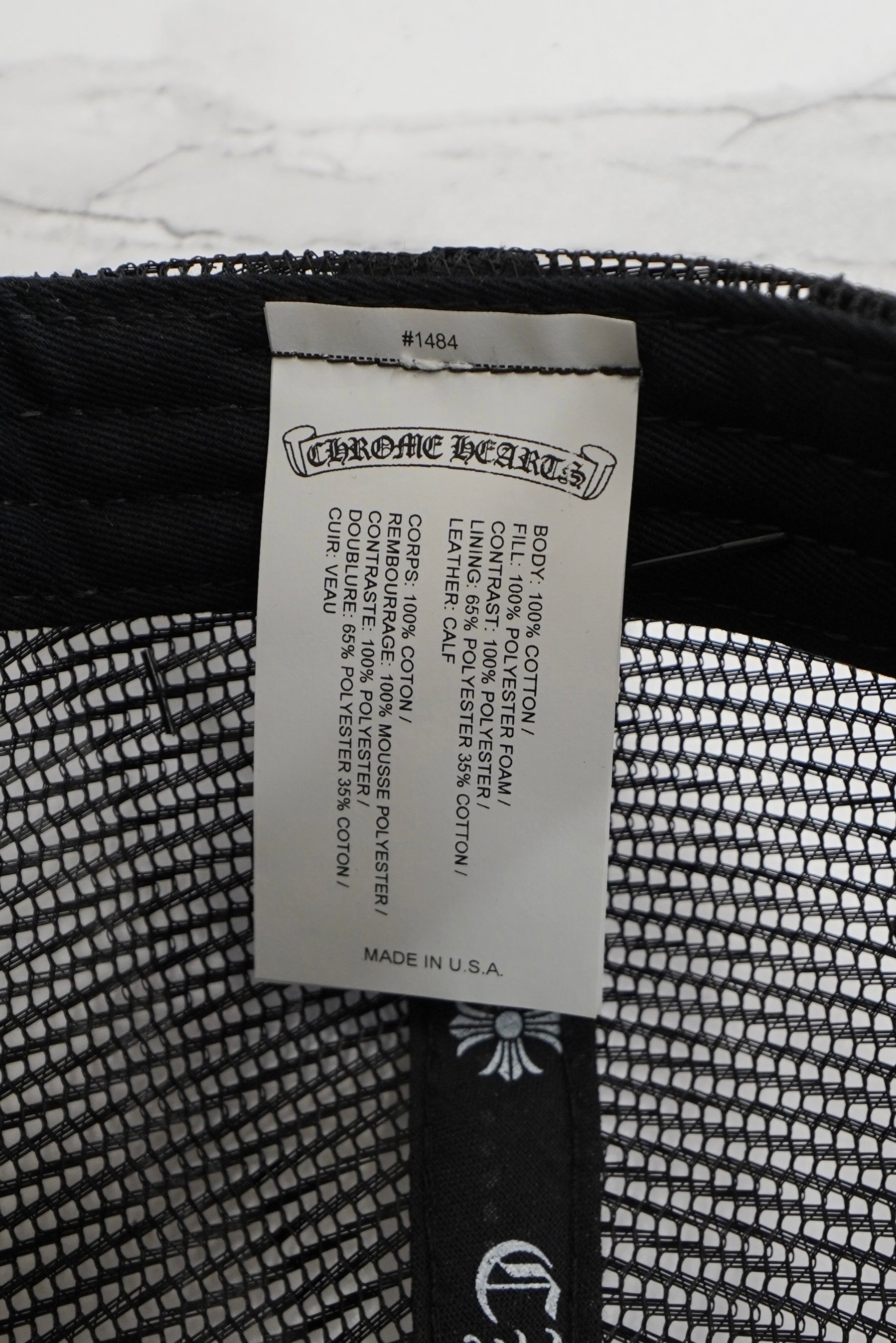 Chrome Hearts White Pony Hair Cemetery Cross Trucker Hat