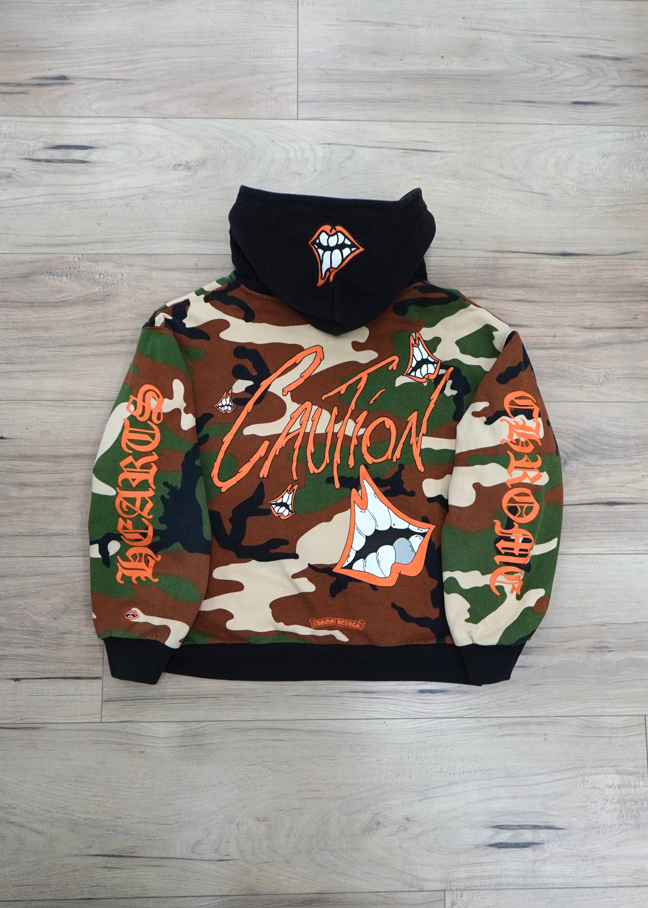 Chrome Hearts x Matty Boy Camo Caution Thermal Zip Up Hoodie