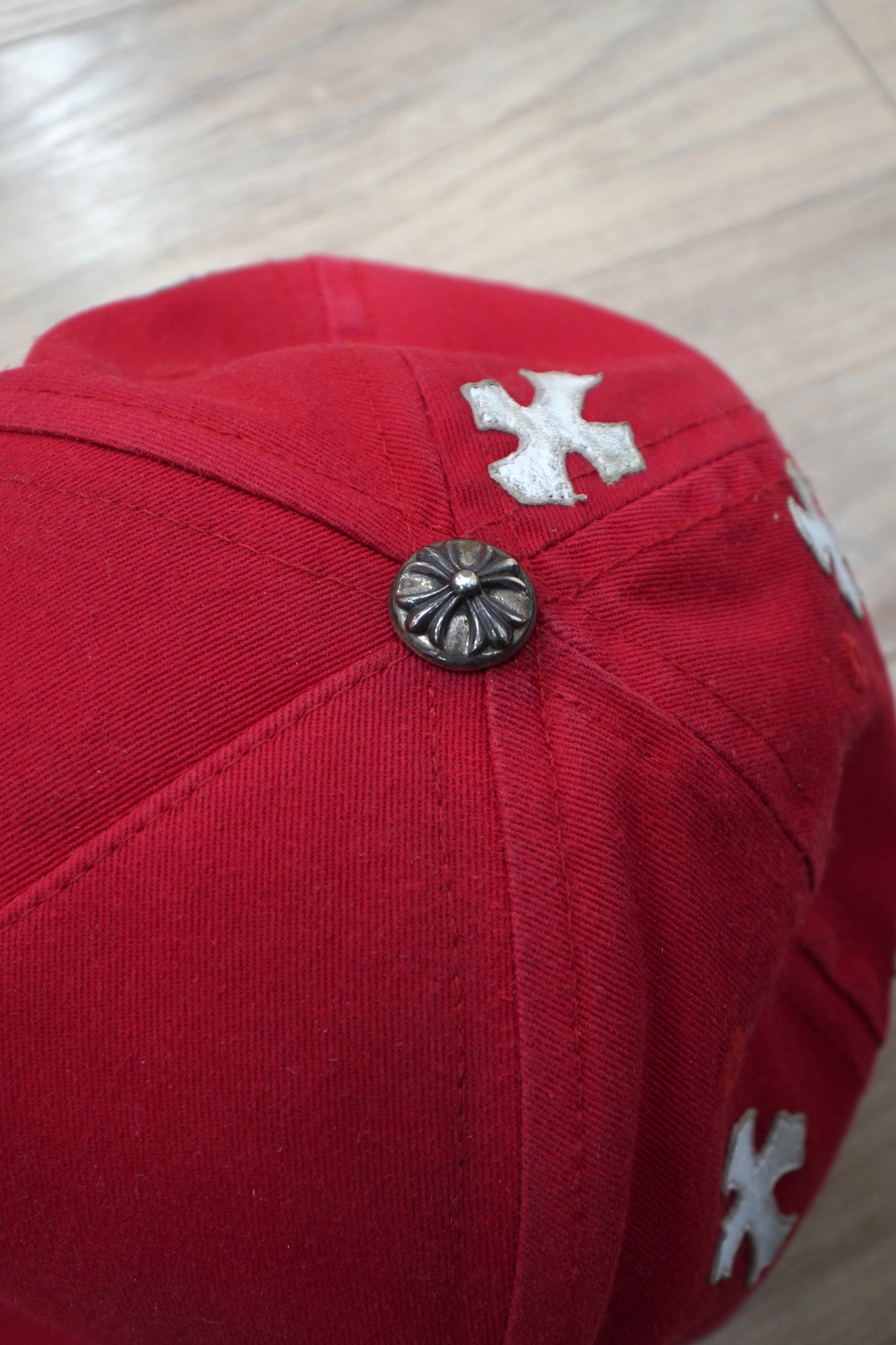 Chrome Hearts Leather Cross Patch Hat 'Red'
