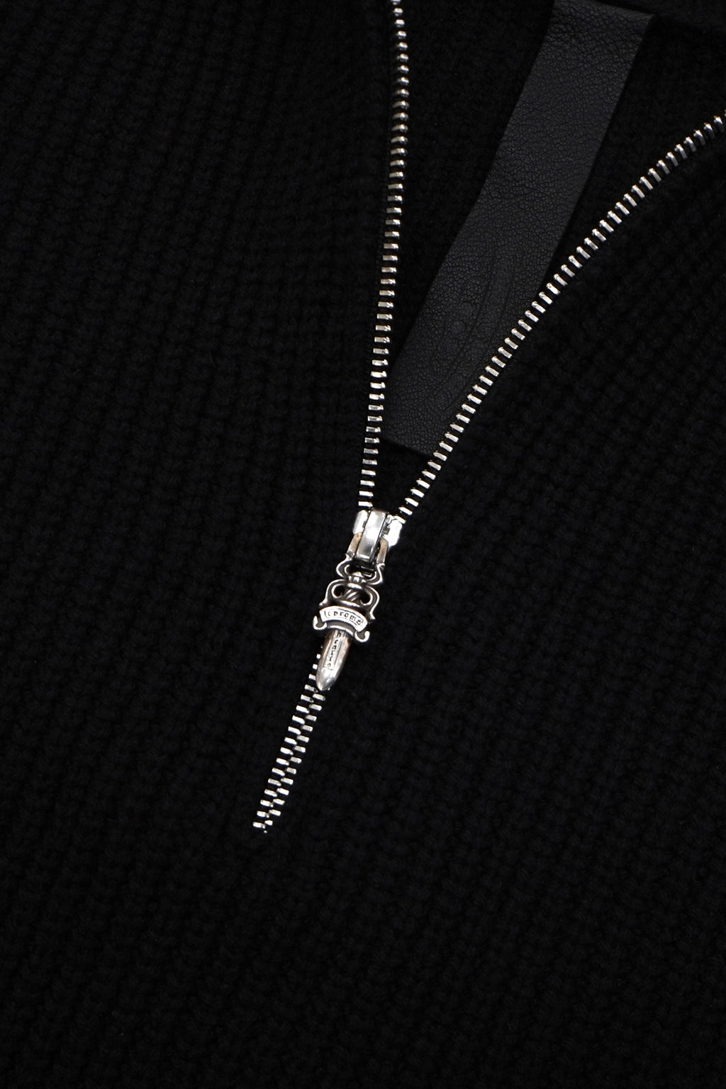 Chrome Hearts Cemetery Cross Patch Quarter Zip Cashmere Pullover