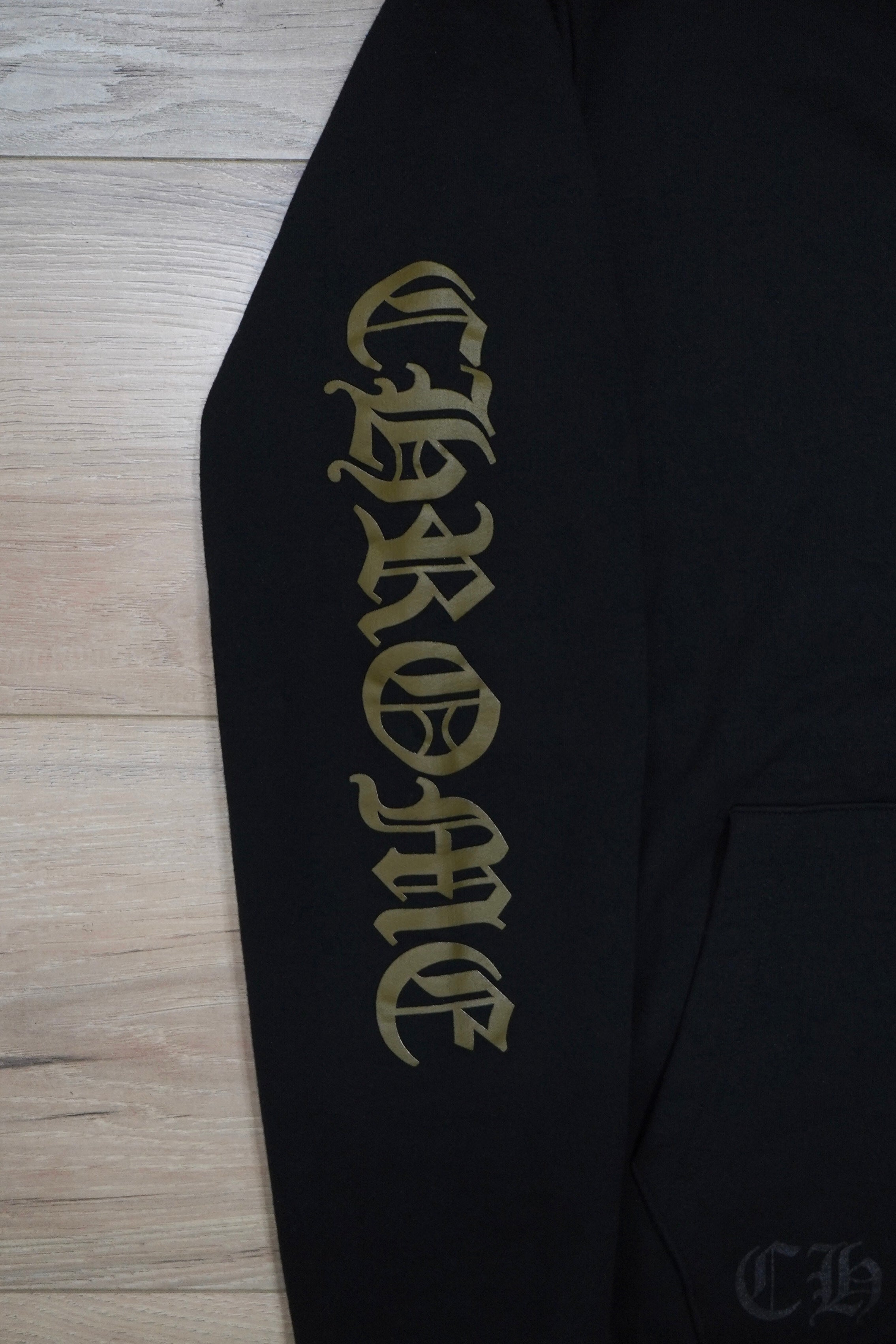 Chrome Hearts Vertical Logo Olive Black Zip Up Hoodie