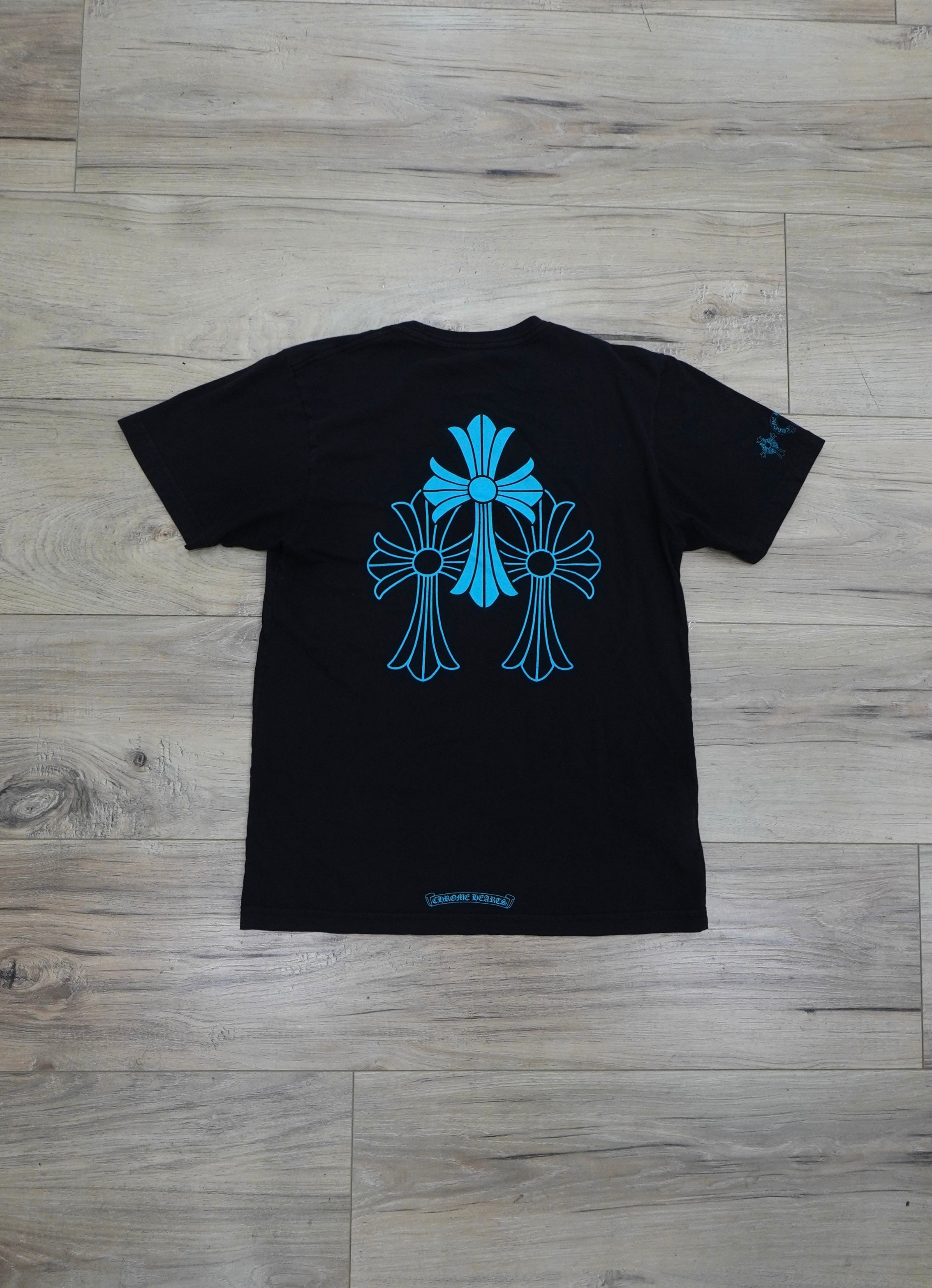 Chrome Hearts Blue Triple Cross Logo T-Shirt
