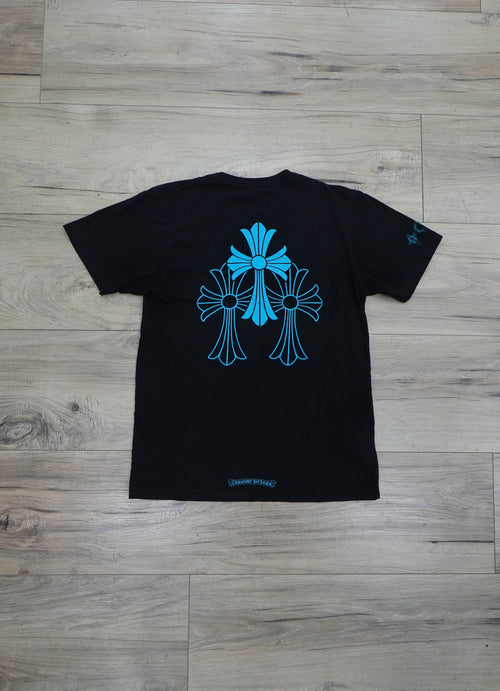 Chrome Hearts Blue Triple Cross Logo T-Shirt