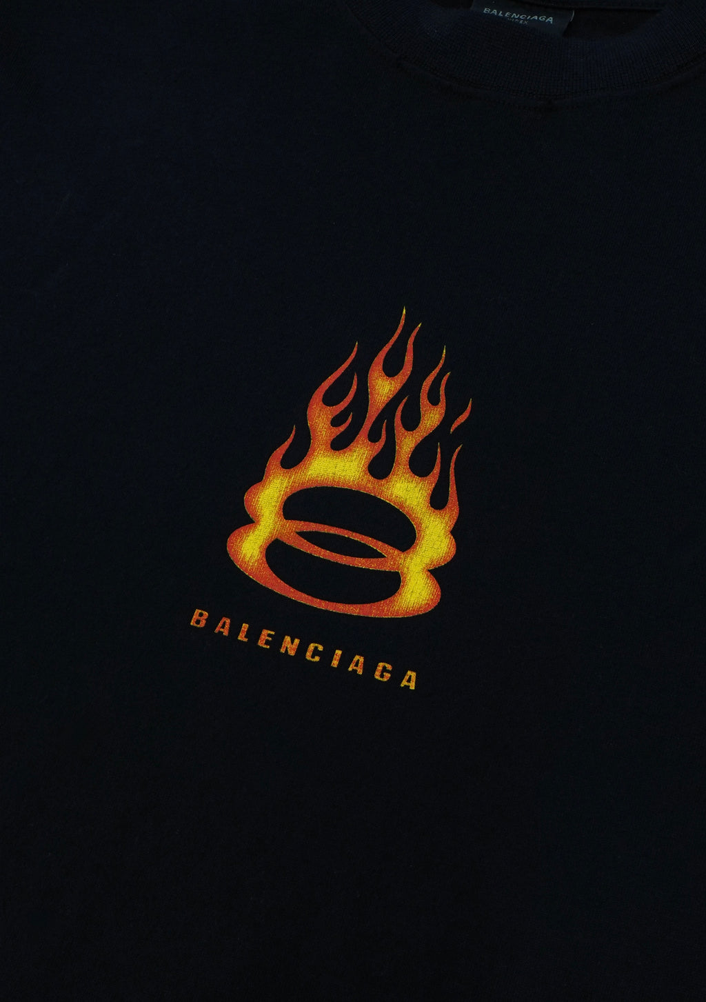Balenciaga Burning Unity Logo Oversized Distressed T-Shirt