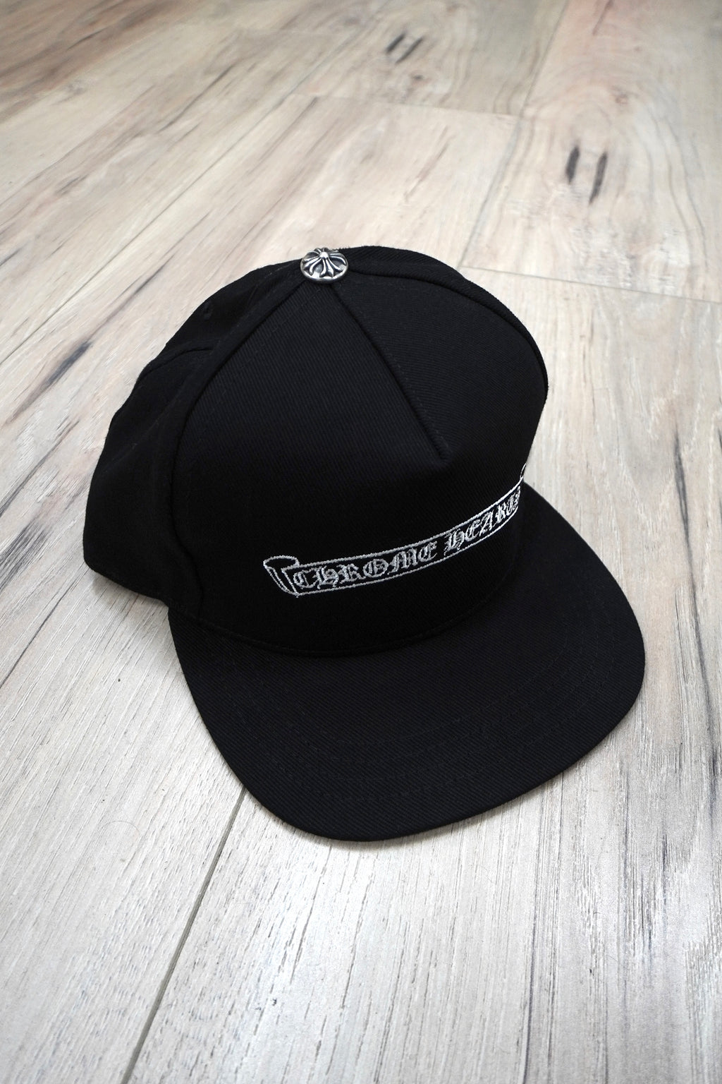 Chrome Hearts Scroll Logo Black Denim Hat