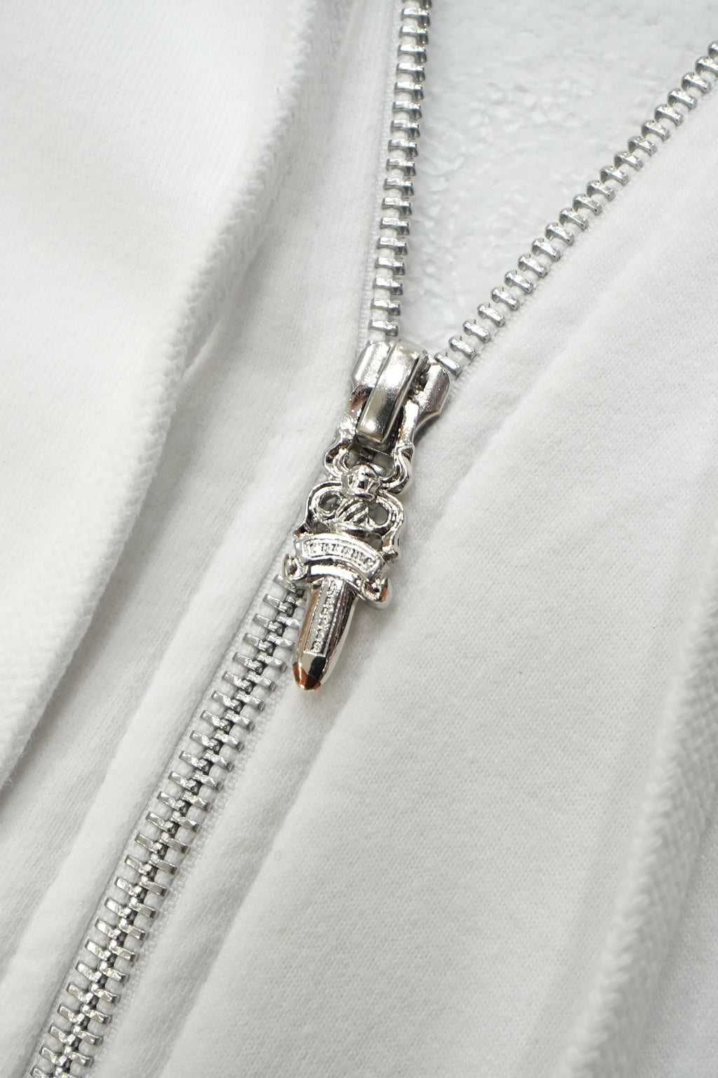 Chrome Hearts White Vertical Logo Zip Up Hoodie