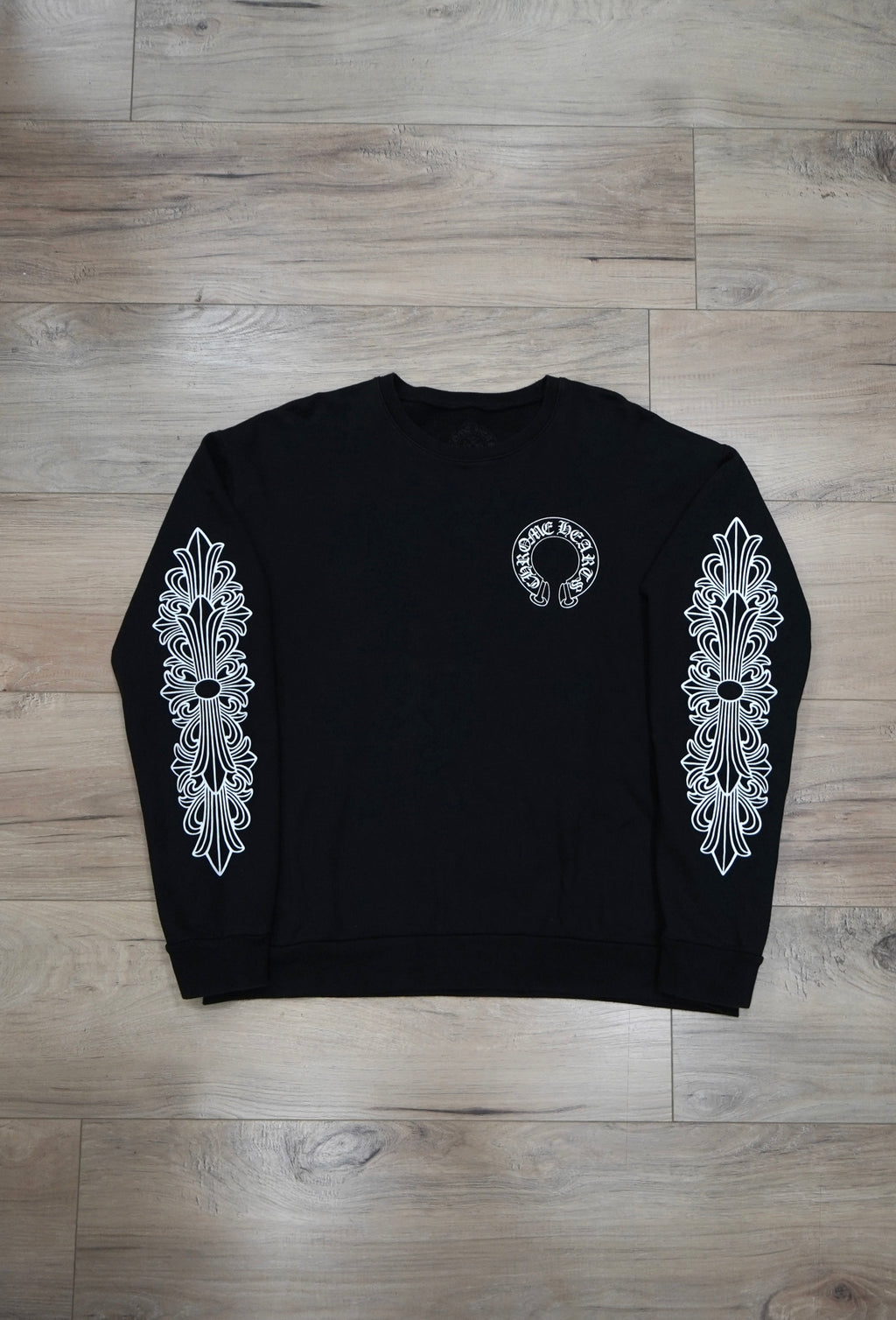 Chrome Hearts Horseshoe Floral Black Crewneck Sweatshirt