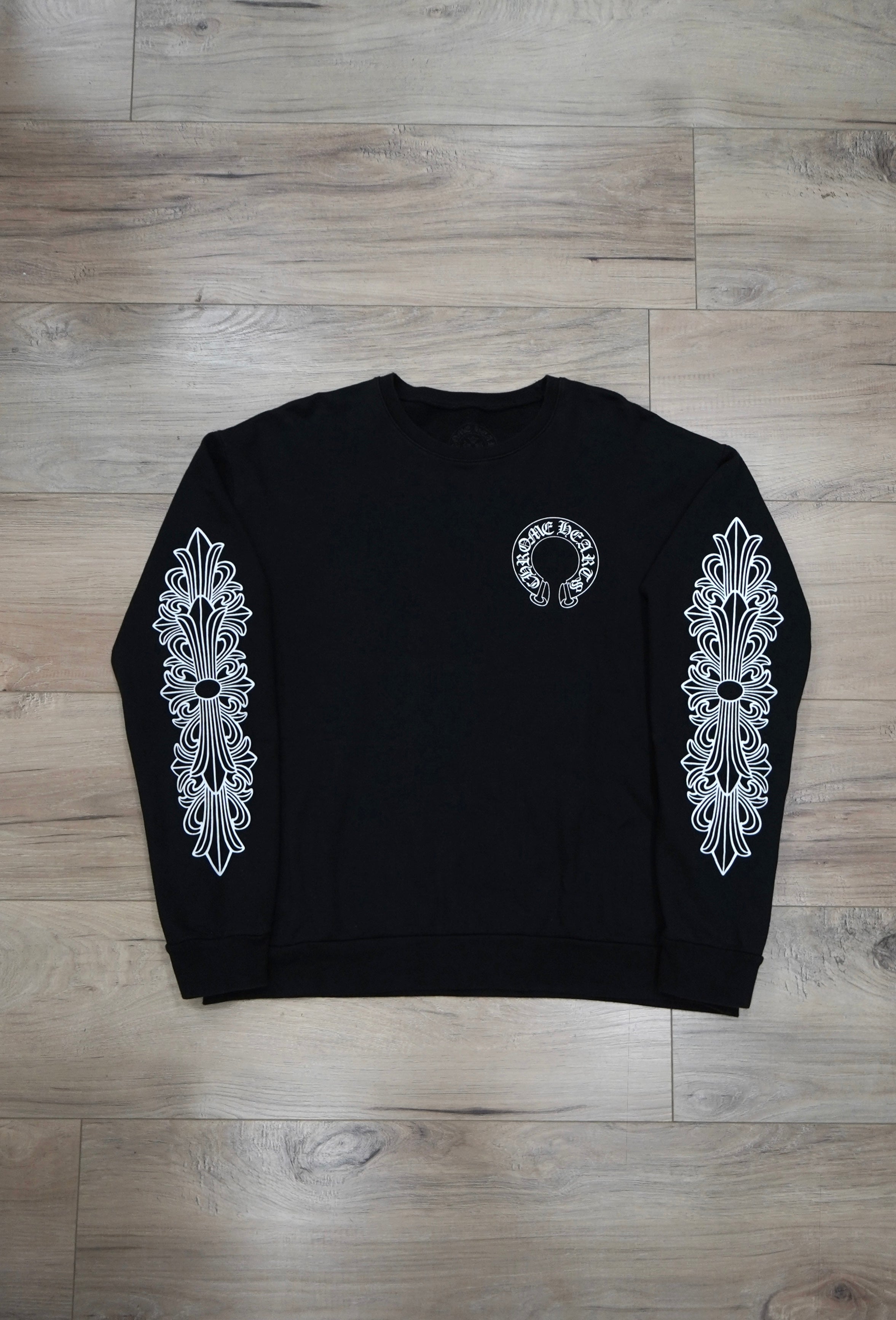 Chrome Hearts Horseshoe Floral Black Crewneck Sweatshirt