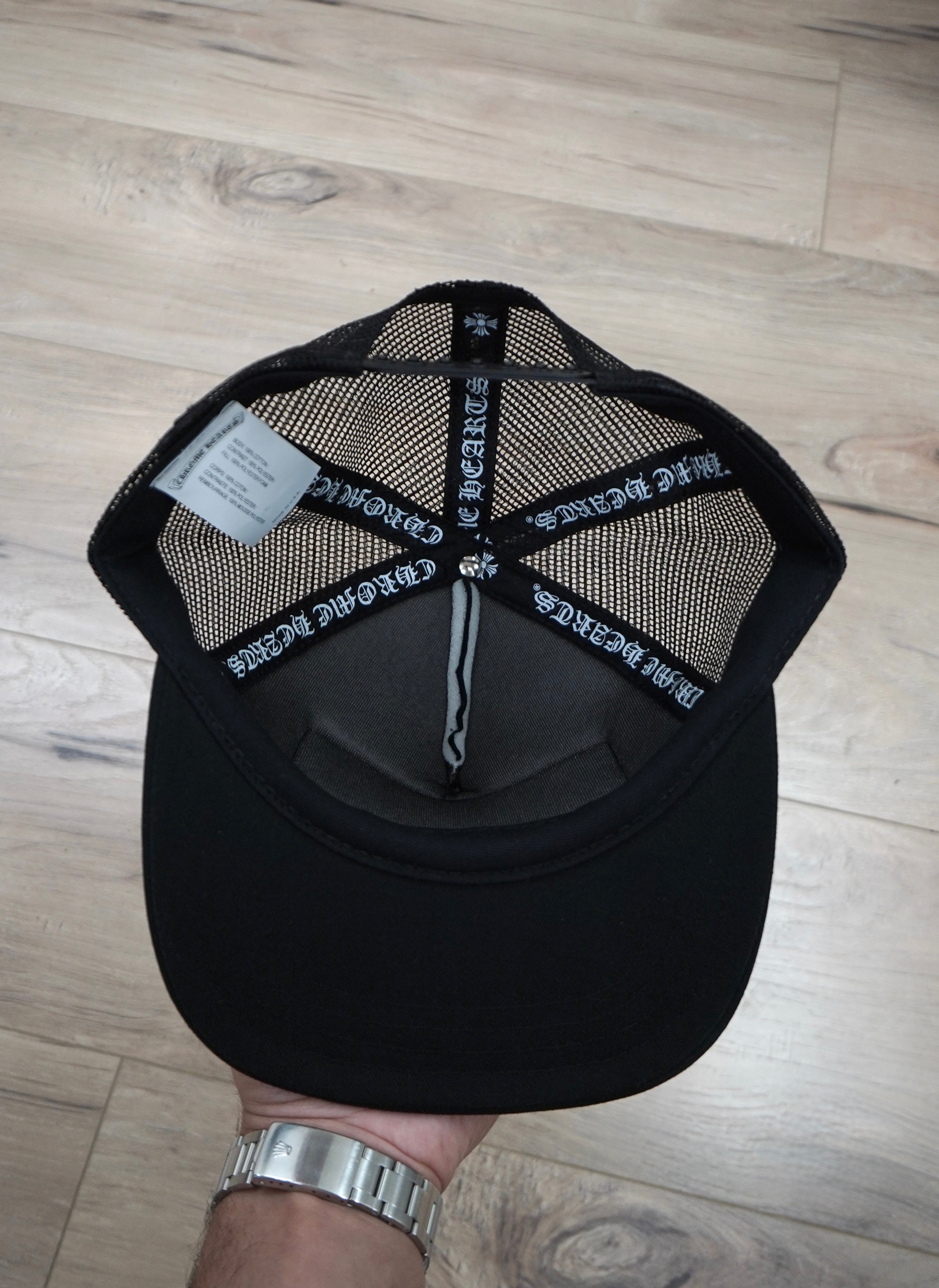 Chrome Hearts FUCK Hollywood Black Trucker Hat