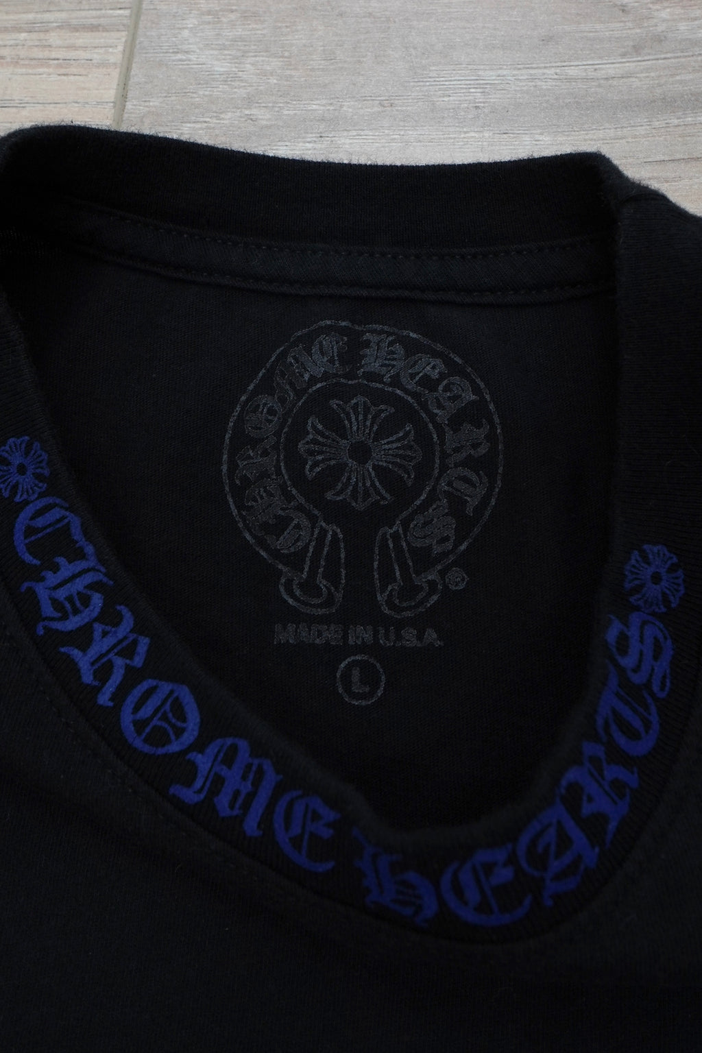 Chrome Hearts Blue Neck Print Logo T-Shirt