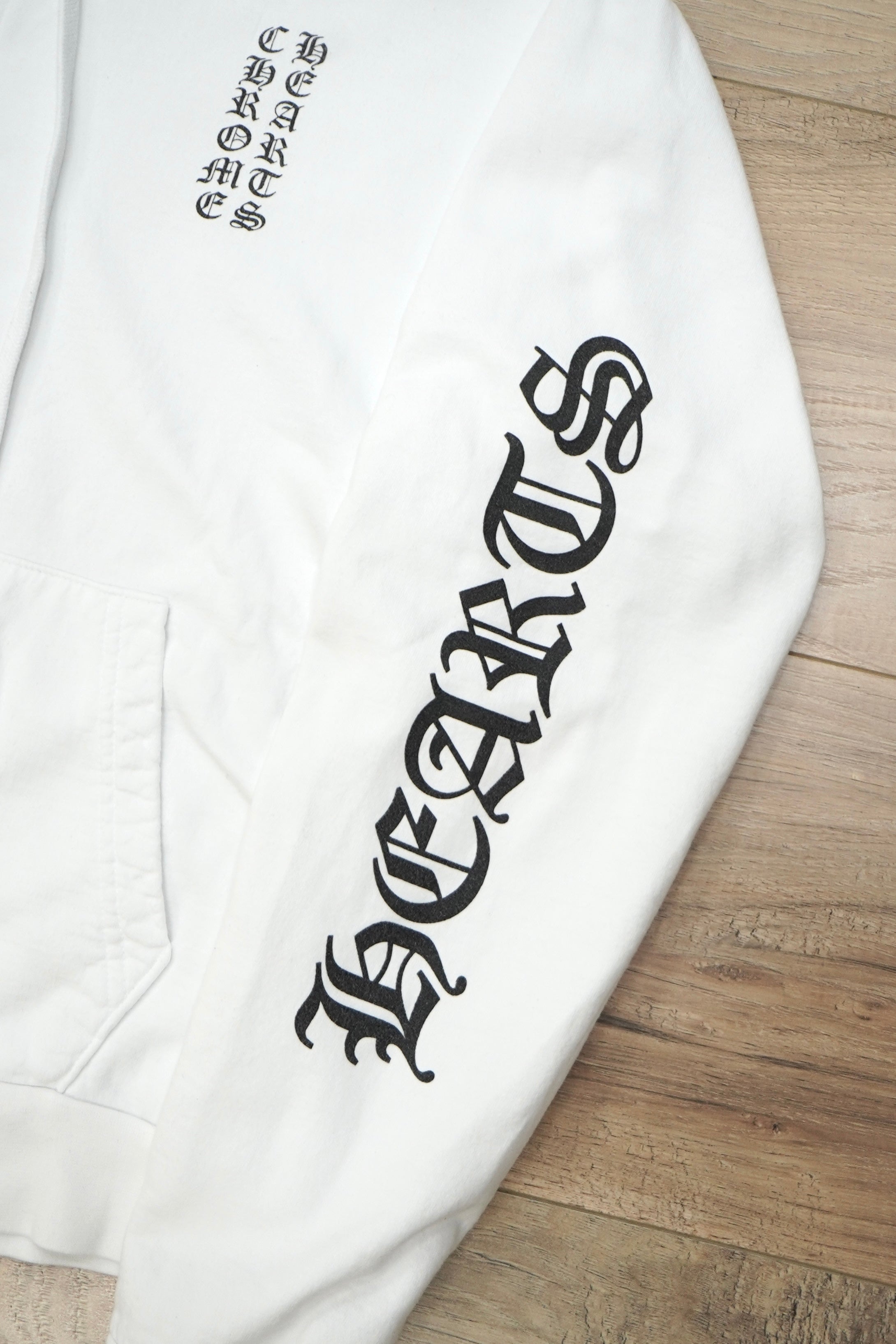 Chrome Hearts White Vertical Logo Zip Up Hoodie