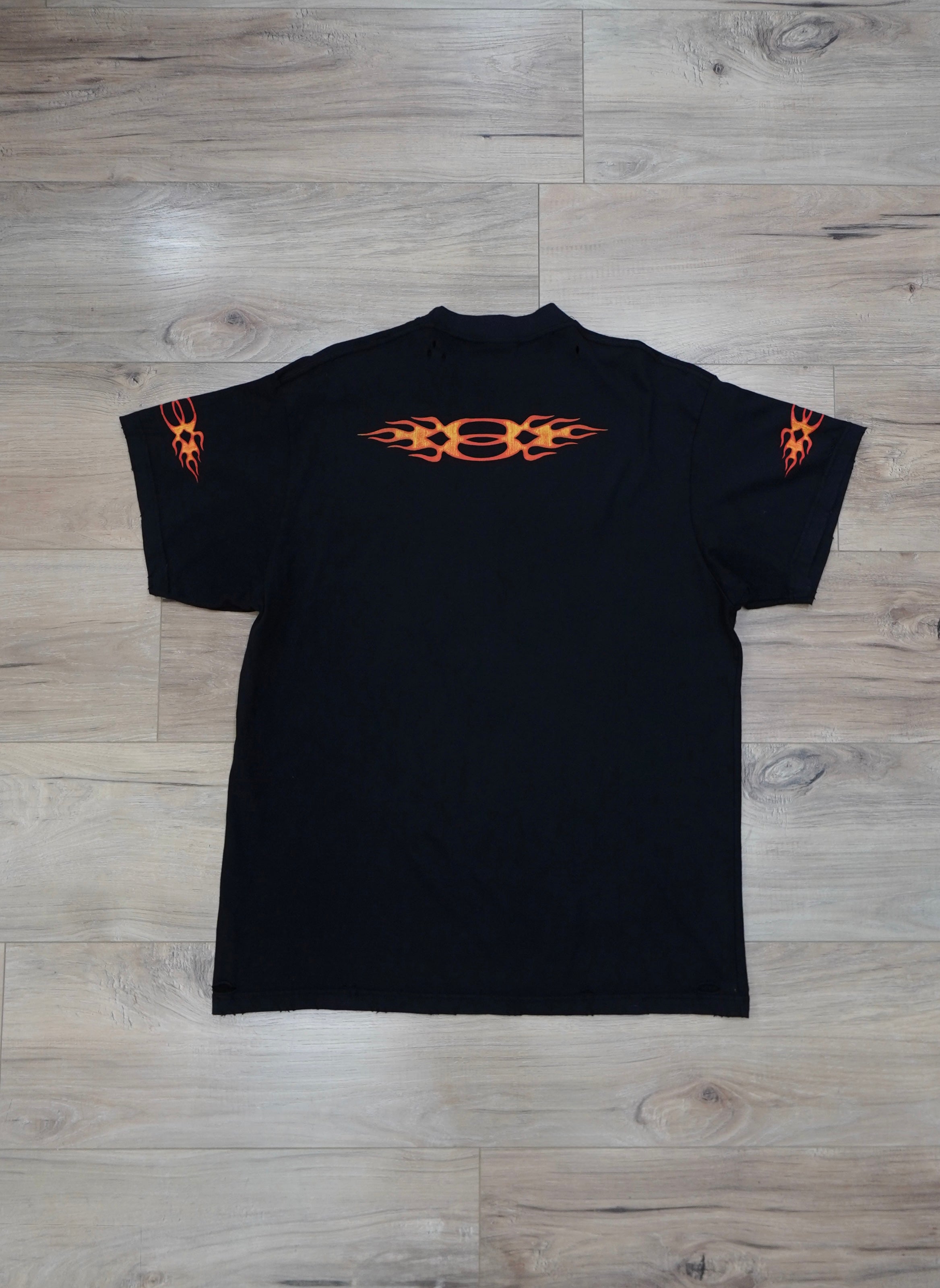 Balenciaga Burning Unity Logo Oversized Distressed T-Shirt
