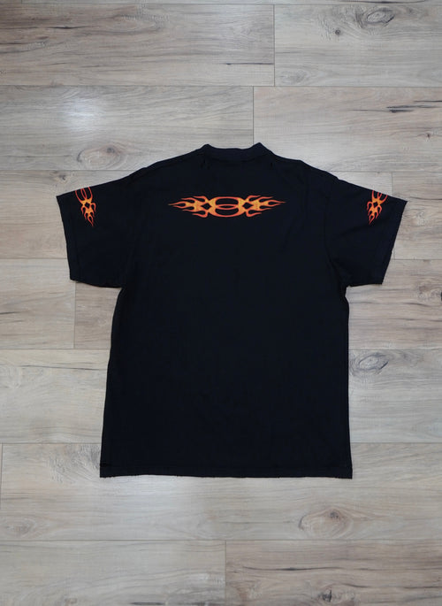 Balenciaga Burning Unity Logo Oversized Distressed T-Shirt