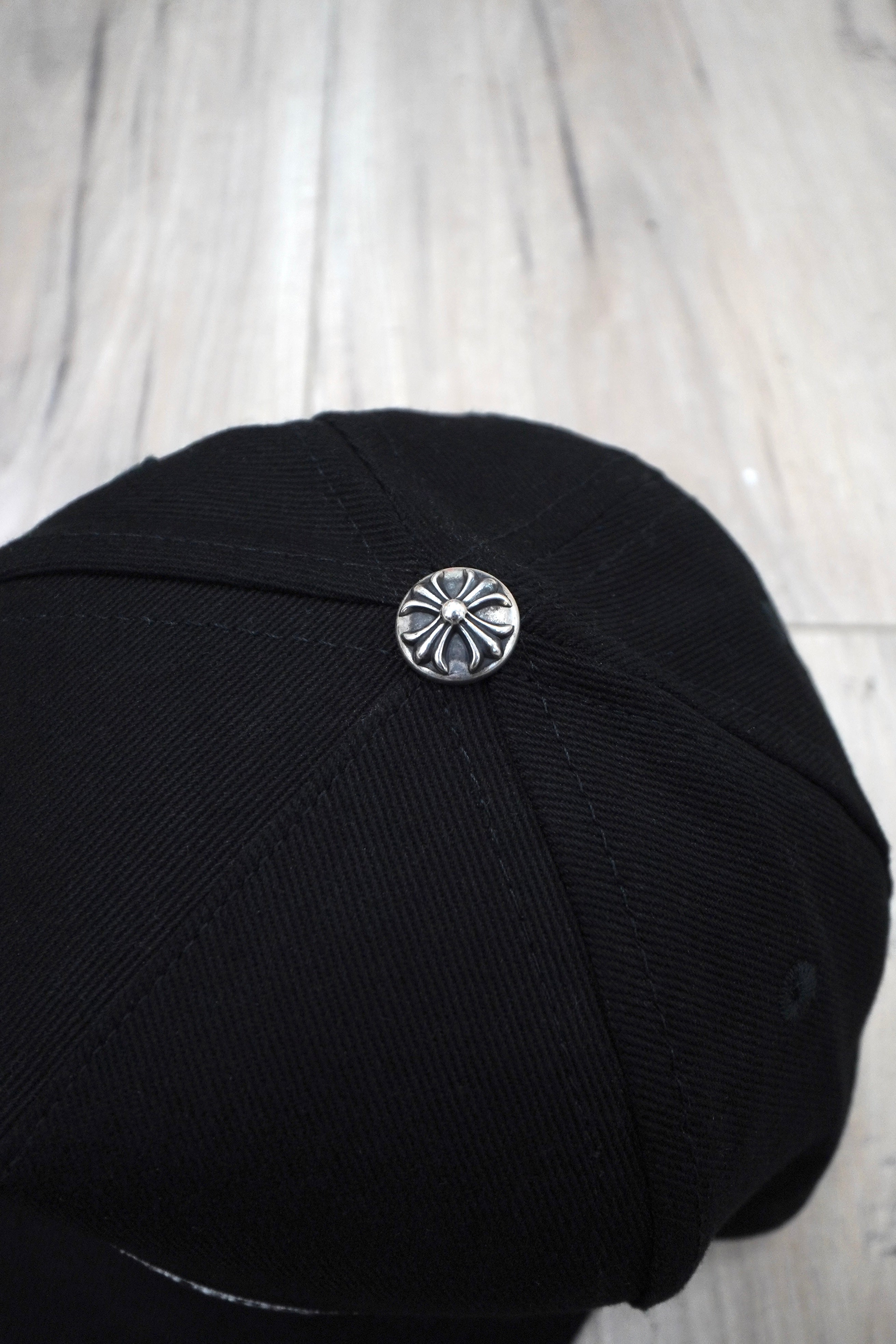 Chrome Hearts Scroll Logo Black Denim Hat
