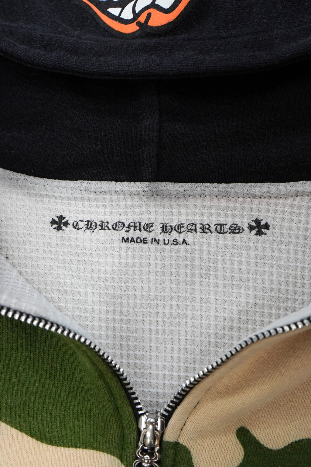 Chrome Hearts x Matty Boy Camo Caution Thermal Zip Up Hoodie