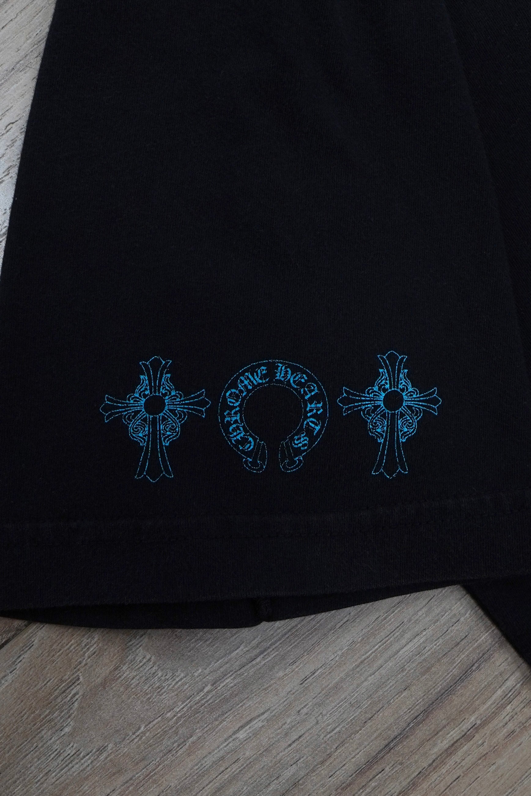 Chrome Hearts Blue Triple Cross Logo T-Shirt